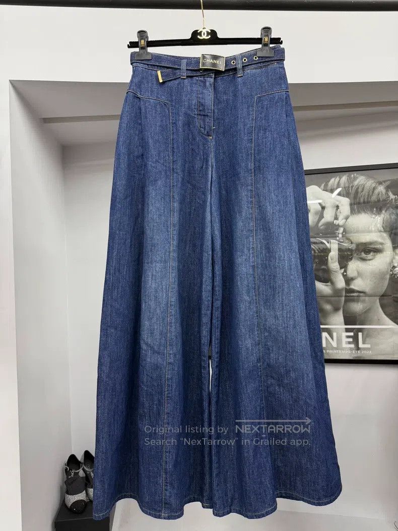 Chanel Blue glitter wide-leg jeans