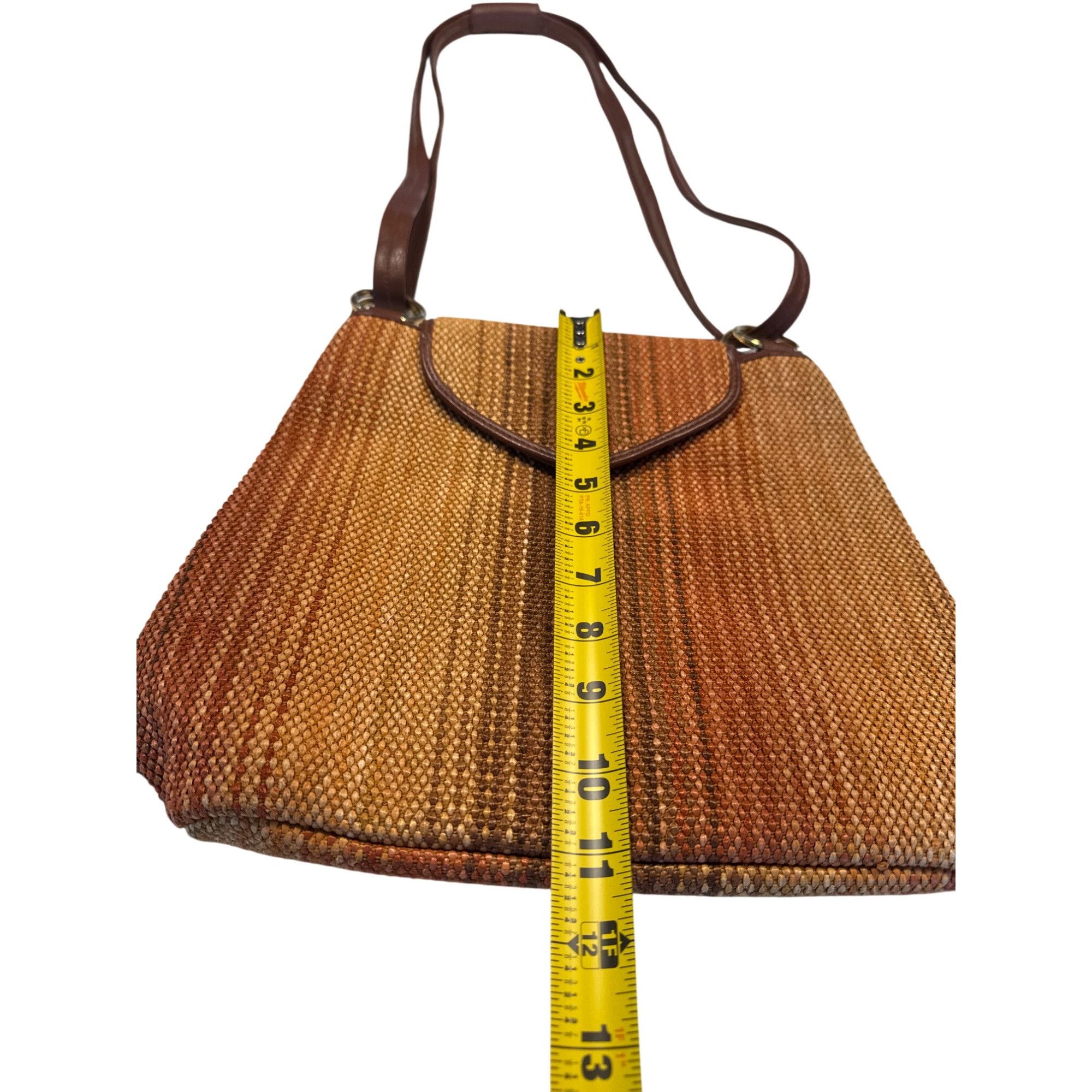 Designer Due Fratelli Milan Brown Striped Shoulder Bag Purse 11x13 SK Size ONE SIZE - 5 Thumbnail