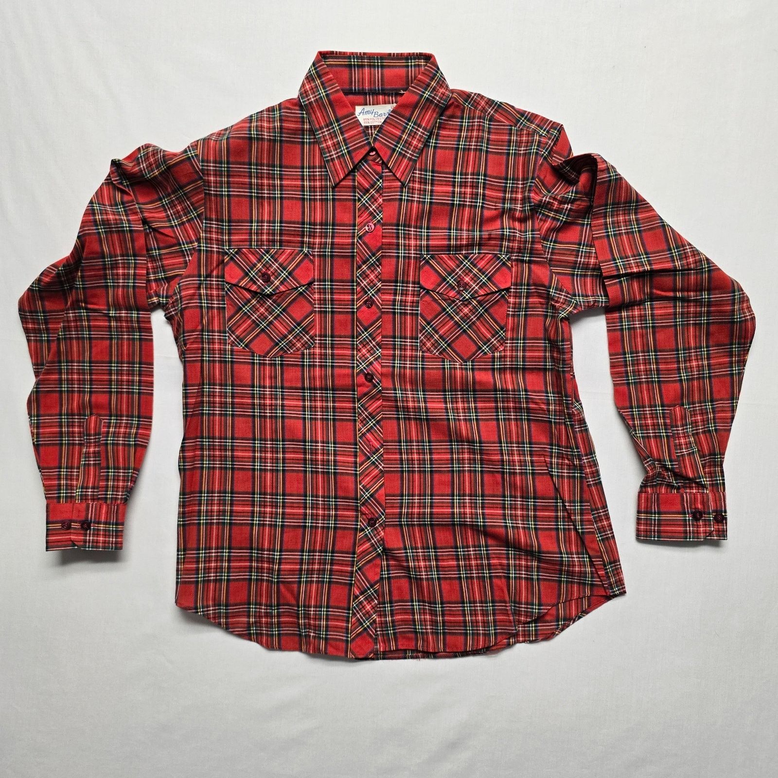 Vintage Vintage Amy Barr 12 Red Plaid Long Sleeve Button Blouse Size XL / US 12-14 / IT 48-50 - 1 Thumbnail
