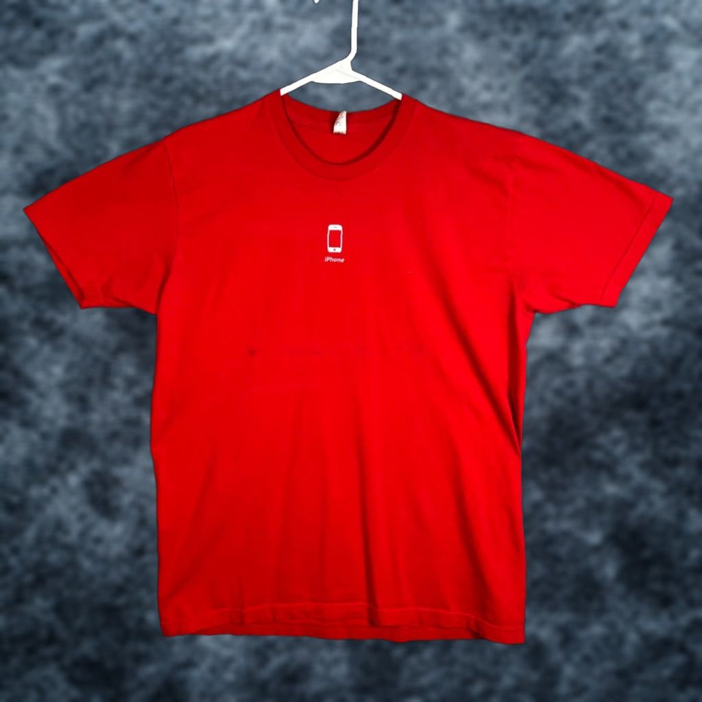 American Apparel VINTAGE Y2K Apple iPhone Graphic T-Shirt Mens Large Red Cotton Short Sleeve Logo Size US L / EU 52-54 / 3 - 1 Thumbnail