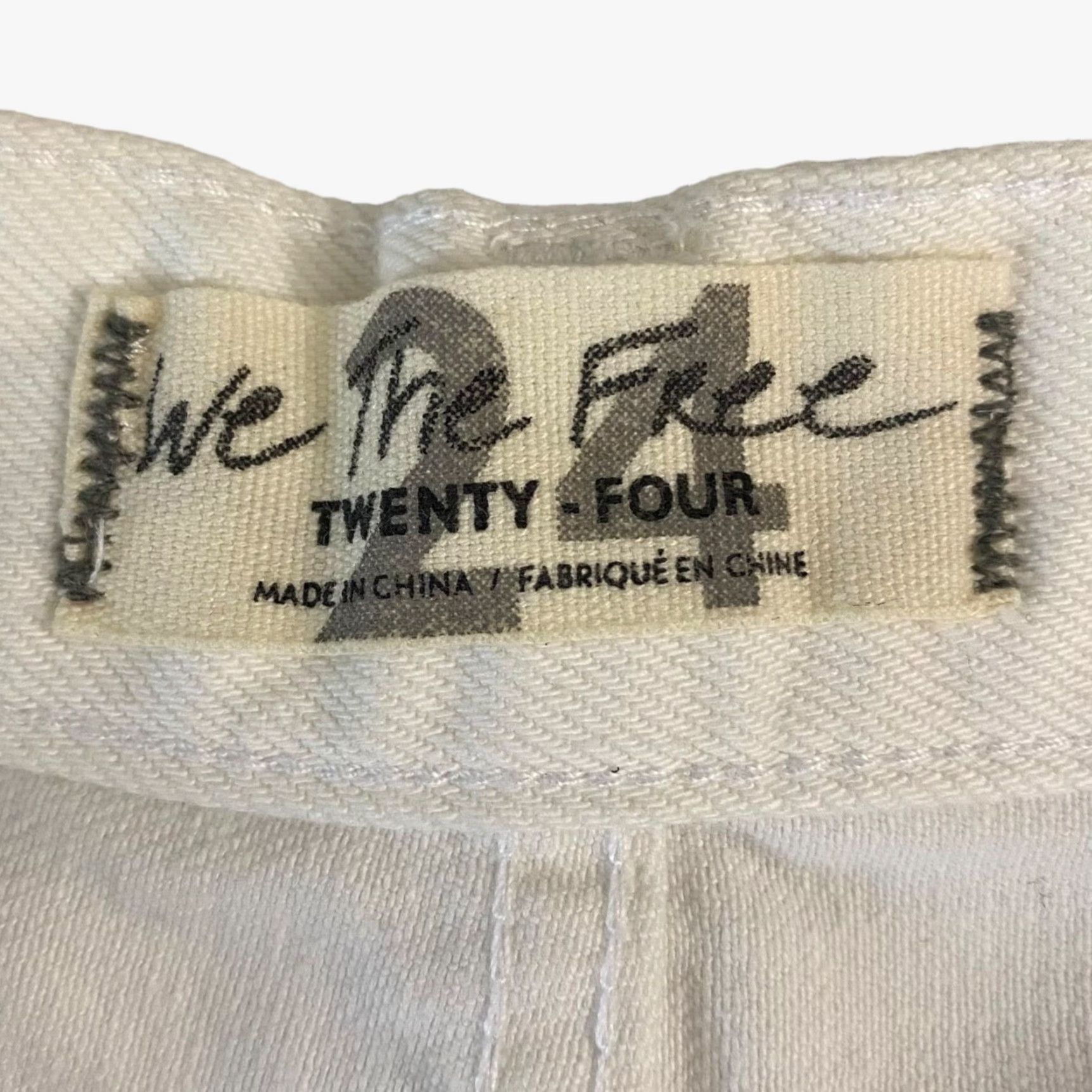 Free People Free People We The Free Jean Shorts Womens 24 White Distressed Raw Hem Cut-Off Button Closure 5-Pocket Denim 100% Cotton Womens Size 42" / US 20 - 7 Thumbnail