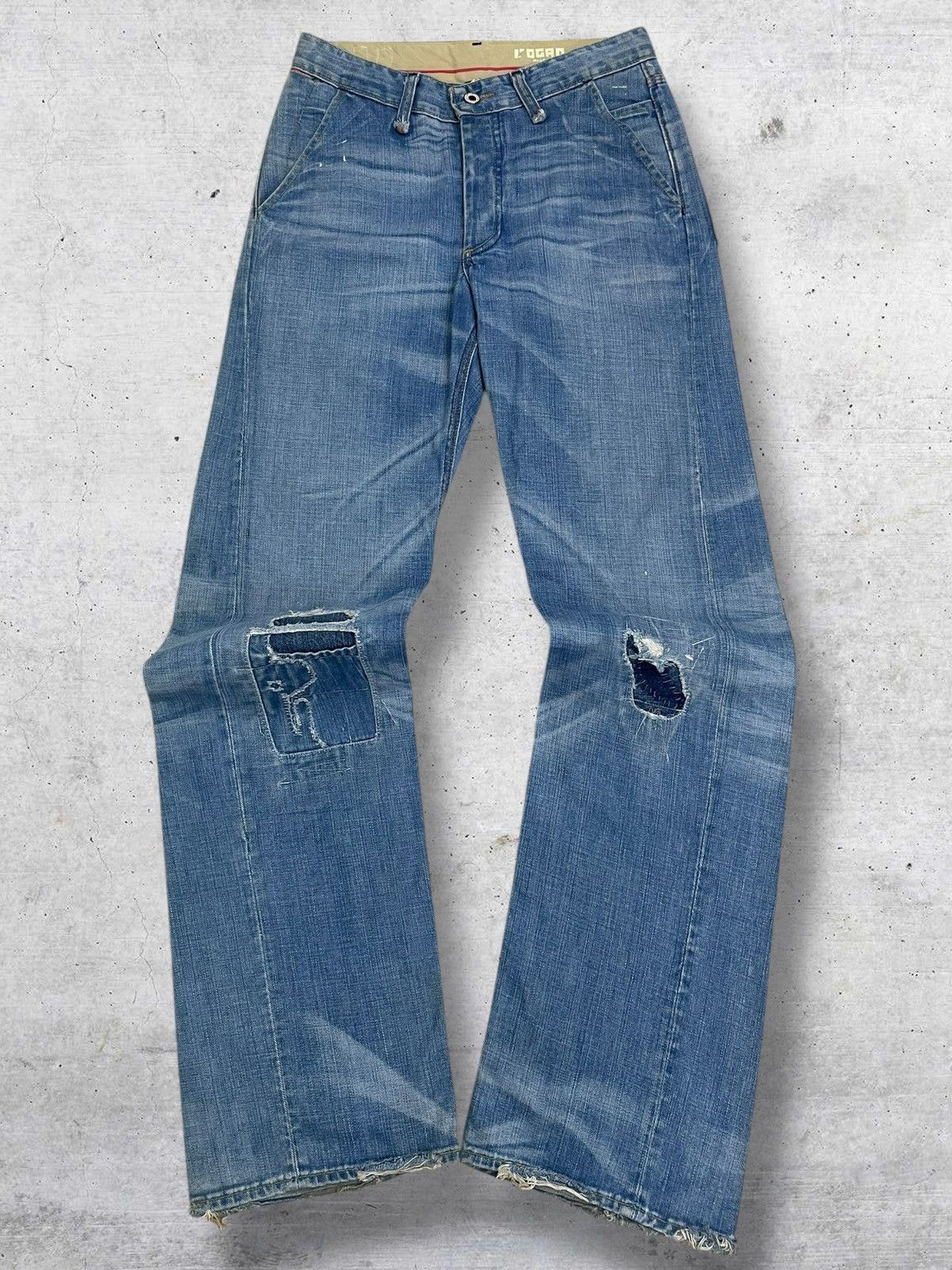 VINTAGE DESIGNER DISTRESSED PATCHWORK USA ROGAN DENIM STREET