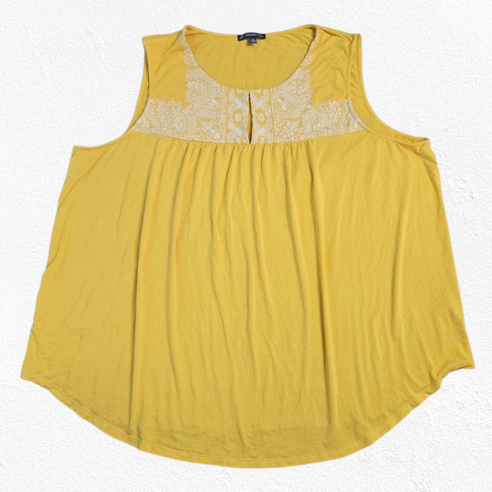 Adrianna Papell Adrianna Papell Yellow Sleeveless Boho Blouse Size 2X Size XXL / US 16-18 / IT 52-54 - 2 Thumbnail