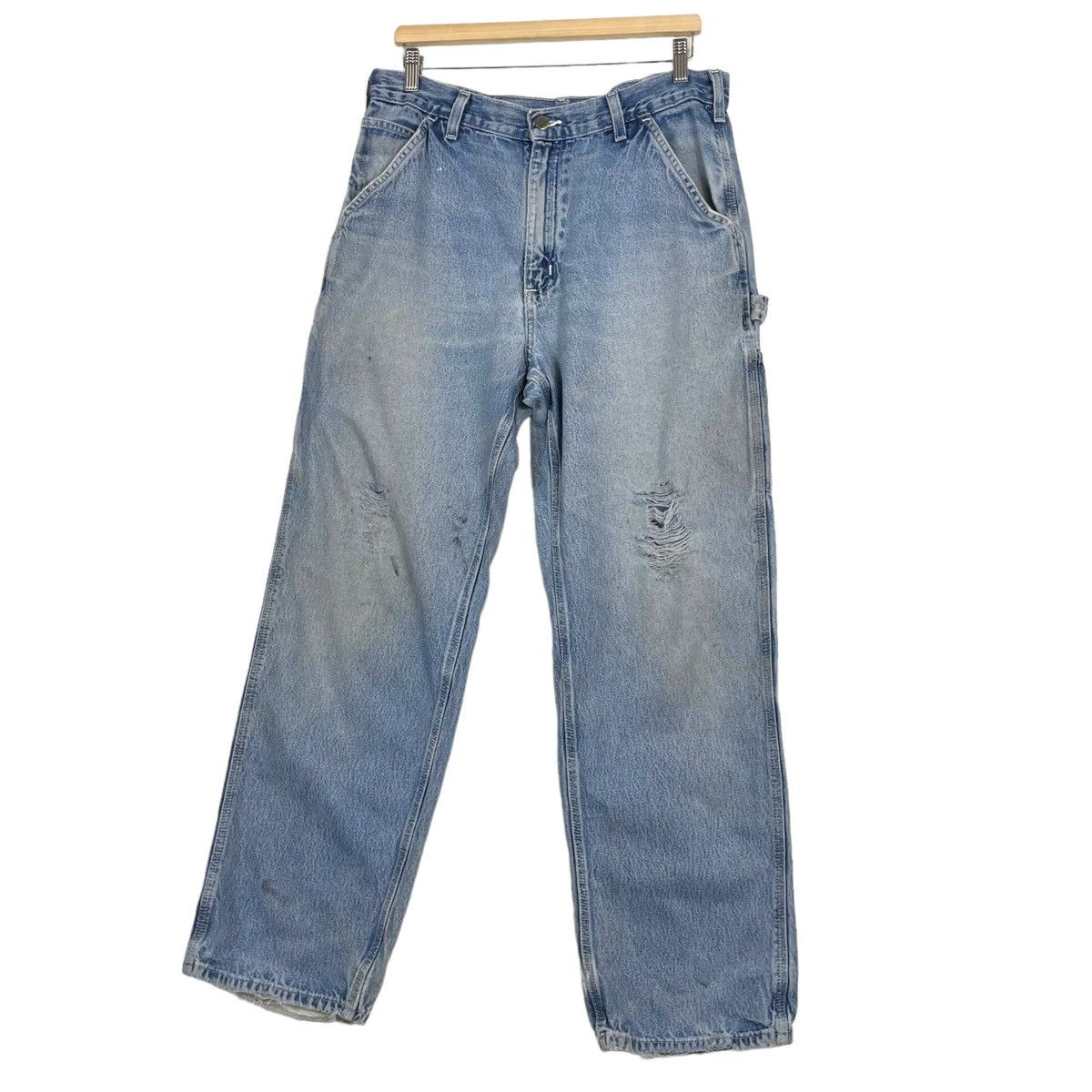 Carhartt × Carhartt Wip × Vintage 💥CARHARTT WIP SINGLE KNEE DISTRESSED JEANS Size US 34 / EU 50 - 3 Thumbnail