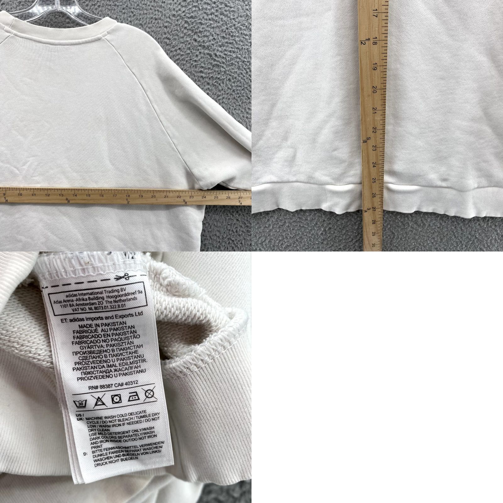 Adidas Adidas Essentials Sweater Men's XL White Green Big Spell Out Logo Crewneck Sport Sweatshirt Size US XL / EU 56 / 4 - 8 Thumbnail
