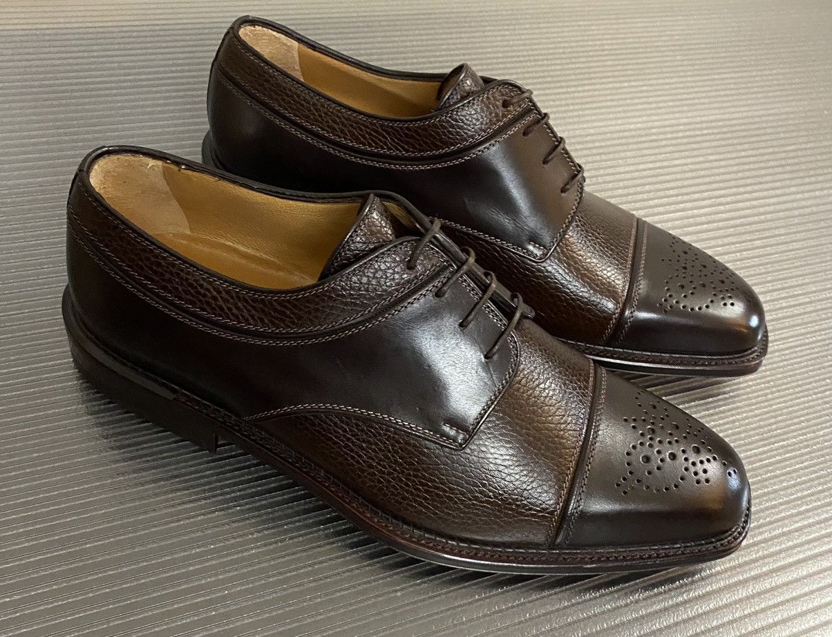 Testoni a.testoni 🇮🇹 caffe leather contrast statesman brogue 8 US NEW Size US 8 / EU 41 - 3 Thumbnail