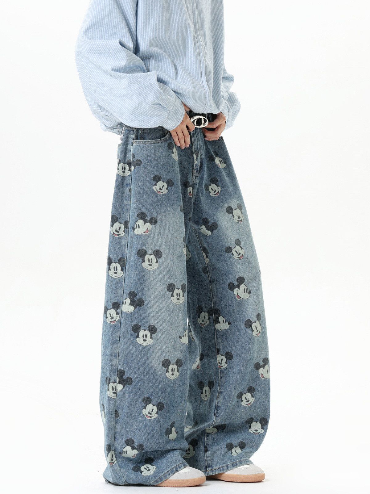 Jean Men's American Retro Loose-fitting Cartoon Print Jeans Size US 32 / EU 48 - 4 Thumbnail