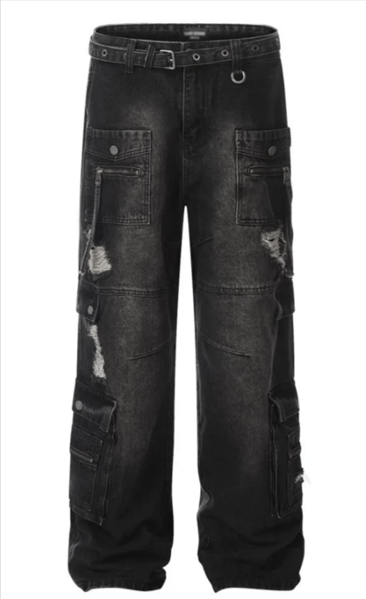 image of Vintage "feel Good" Ripped Jeans in Black, Men's (Size 30)