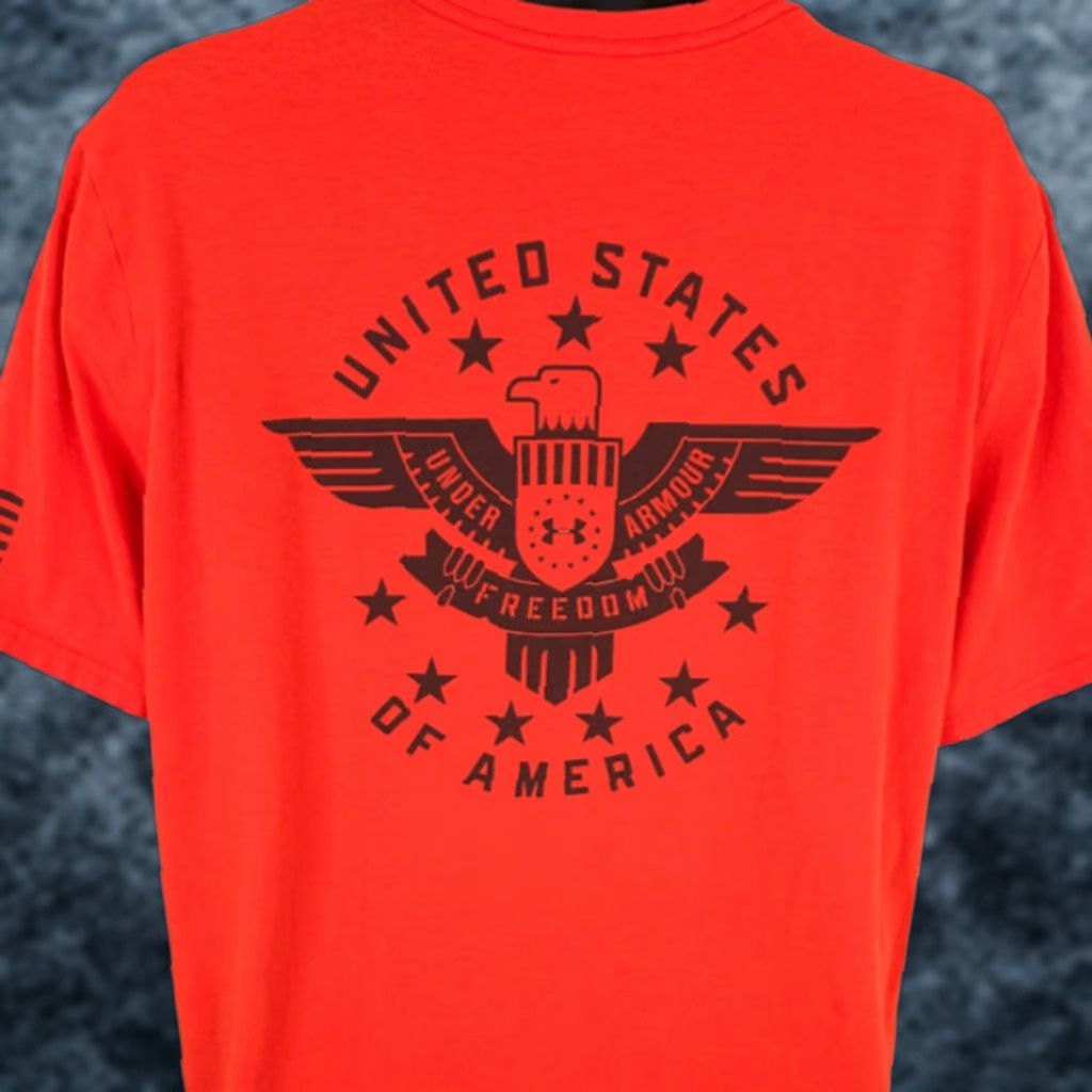 Under Armour Under Armour Freedom Eagle T Shirt Mens XL Orange United States Of America Shirt Mens XL Orange Patriotism Size US XL / EU 56 / 4 - 1 Thumbnail
