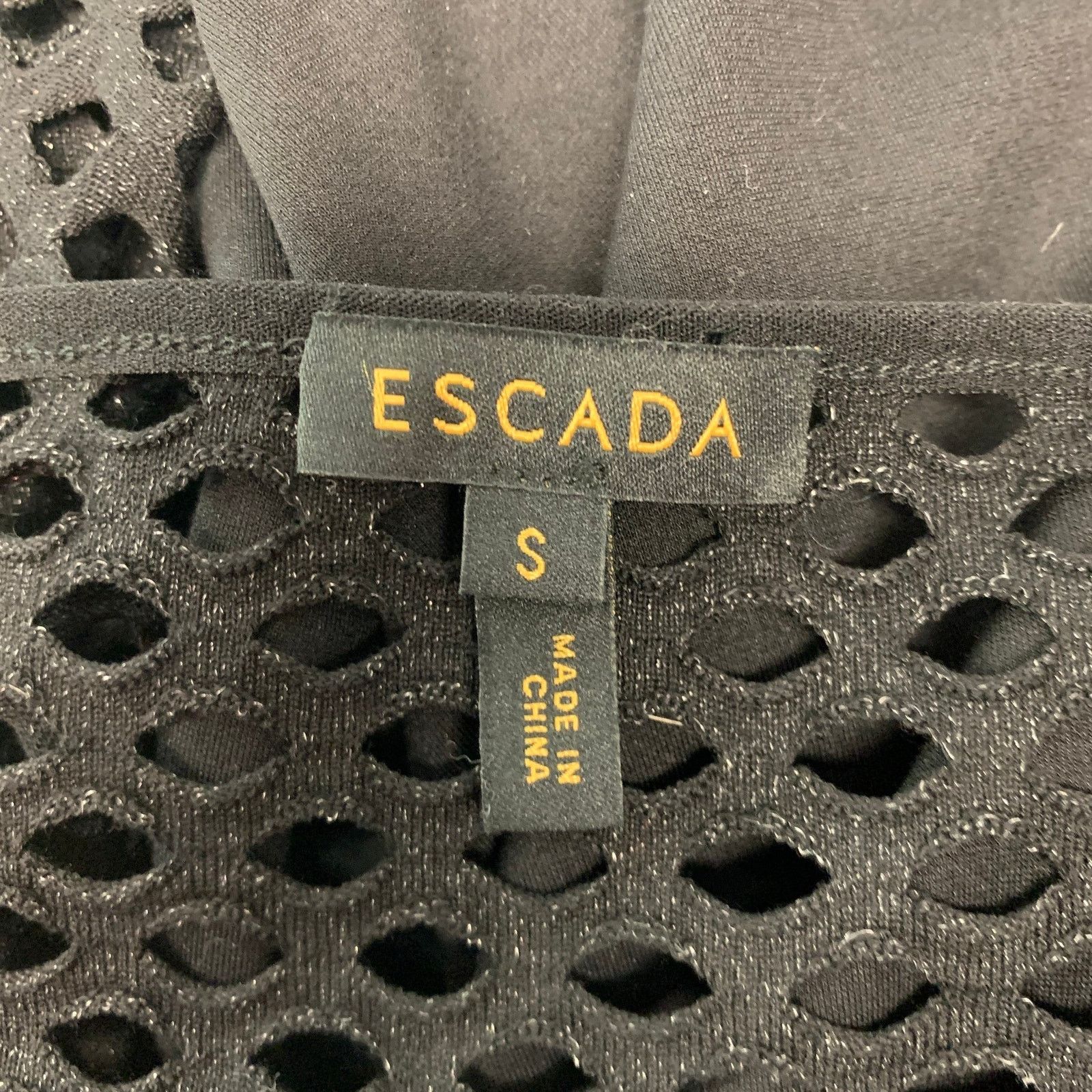 Escada S Black Gold Viscose Polyester Cut Out Long Sleeve Top Size S / US 4 / IT 40 - 5 Thumbnail