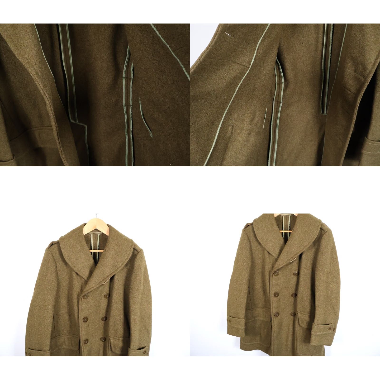 Vintage VTG US Army Melton Wool Pea Coat Men's M Medium Green Military (Moth Damage) Coat Size US M / EU 48-50 / 2 - 10 Thumbnail
