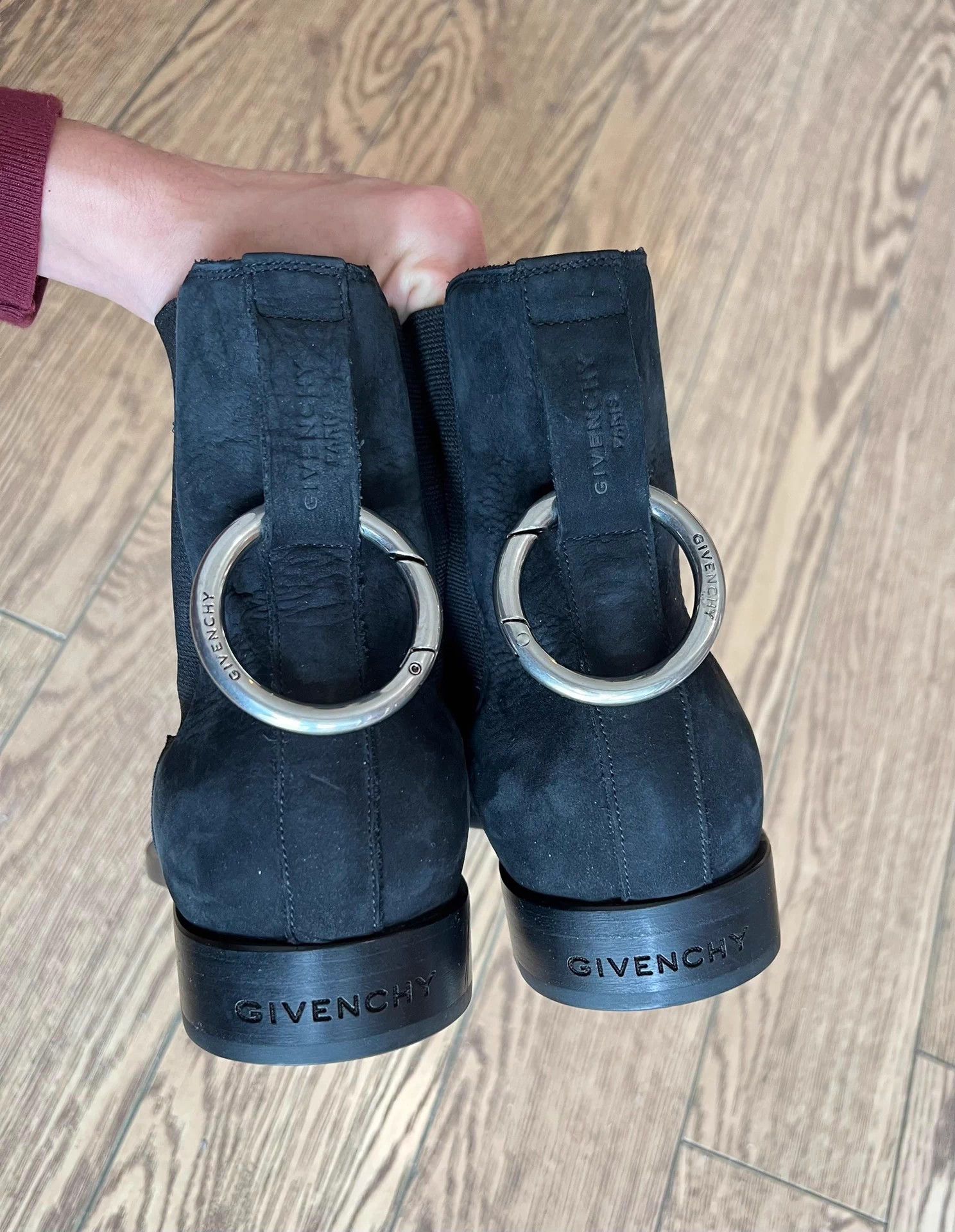Givenchy Givenchy Black Suede Ring Detail Pointed Toe Chelsea Boots Size US 10 / EU 43 - 3 Thumbnail