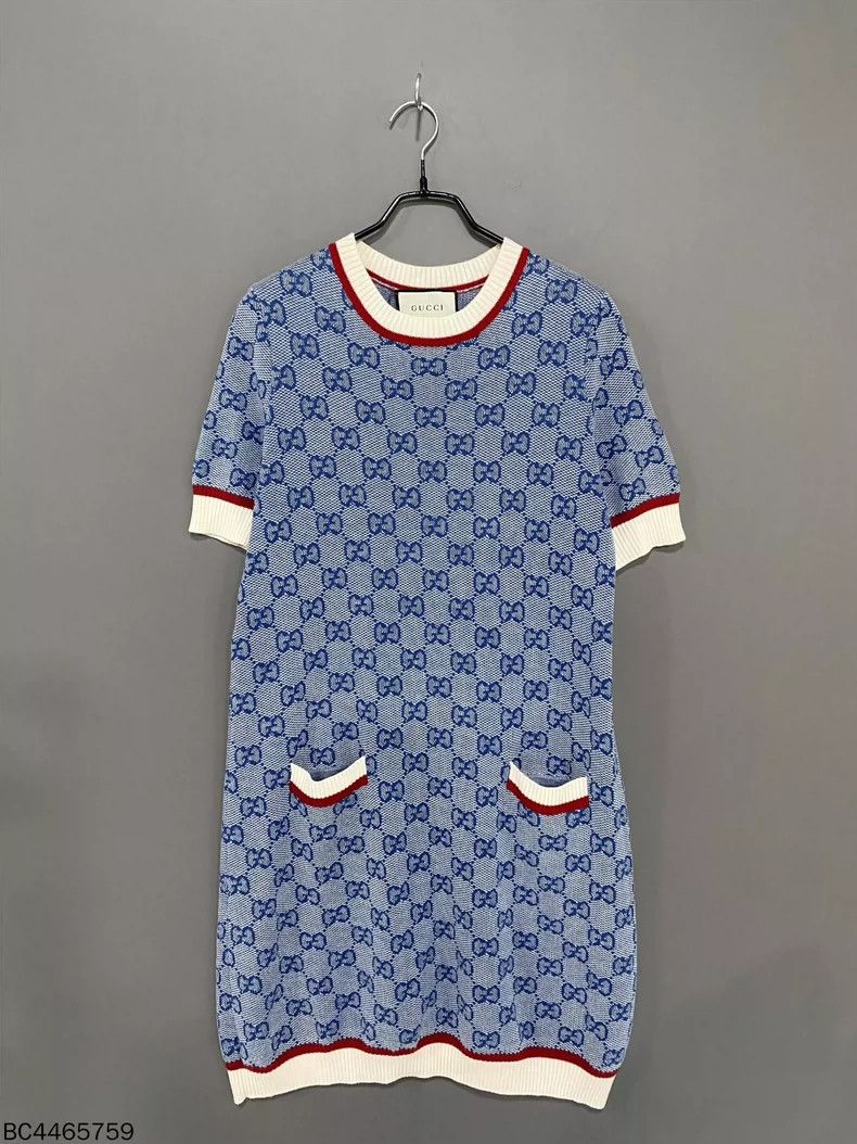 Gucci Blue Knit Printed Dress by Gucci - dmc Size 30" / US 8 / IT 44 - 1 Thumbnail