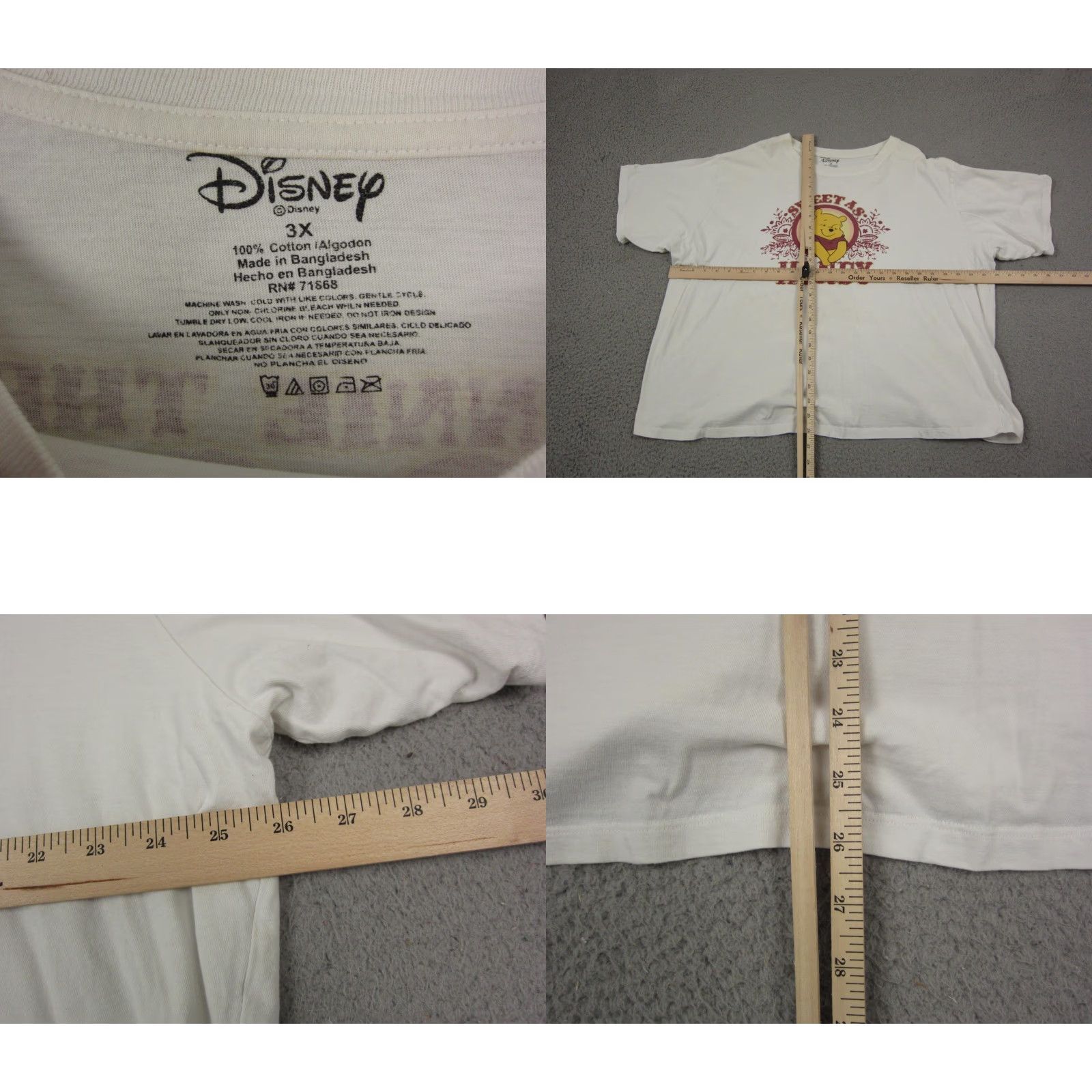 Disney Disney Winnie the Pooh Shirt Womens 3X White Crew Neck Short Sleeve Cotton T-Shirt Casual Easy Care All Seasons 90s Classic Size XXL / US 16-18 / IT 52-54 - 8 Thumbnail