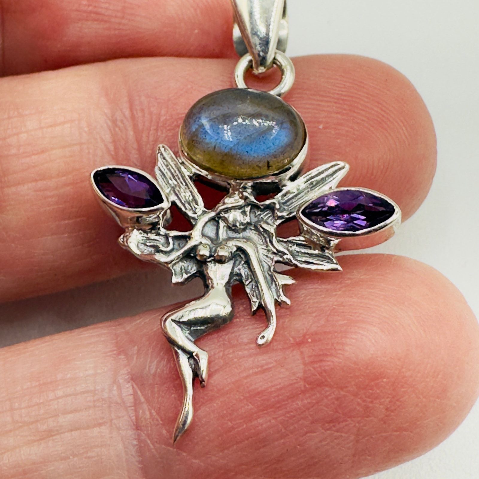 The Unbranded Brand Fairy Labradorite & Amethyst 925 Sterling Silver Pendant Size ONE SIZE - 2 Thumbnail