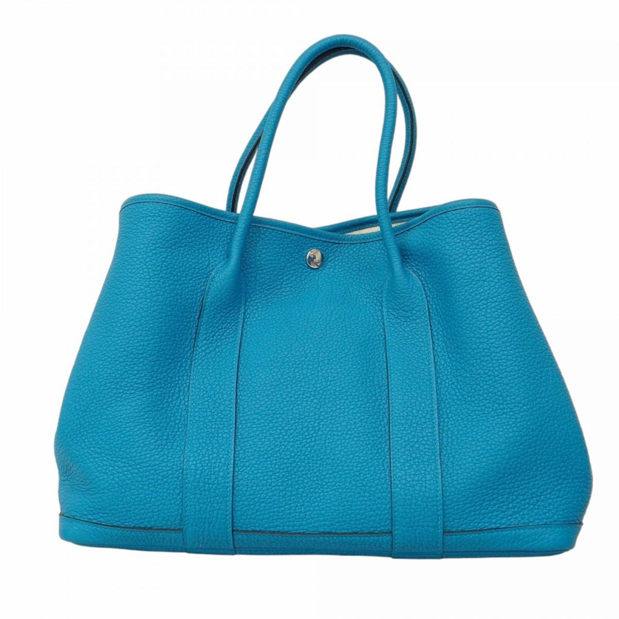 Hermes Tote Bag Garden Pm Negonda Blue Zanzibar A Engraved Ladies in Silver, Women's