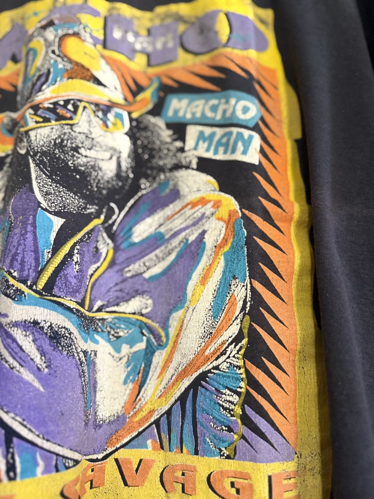 WWF Thrashed Vintage 90s Macho Man Randy Savage Boxy Wwf Faded Size US L / EU 52-54 / 3 - 9 Thumbnail