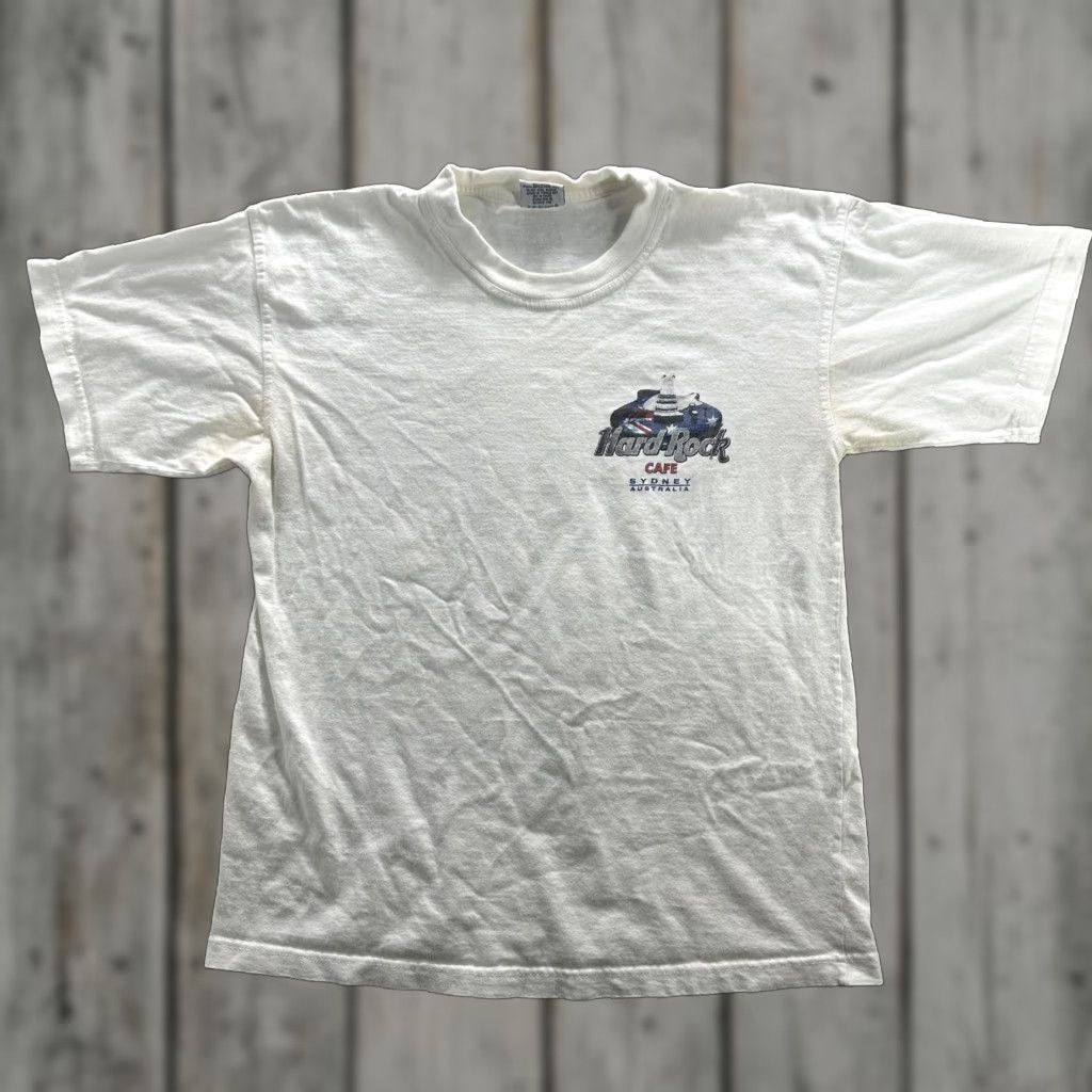 Hard Rock Cafe VINTAGE Hard Rock Cafe Shirt Mens Small White Sydney Australia 90s Guitar Rock Music Graphic Print Crew Neck Short Sleeve Cotton T-Shirt Size US S / EU 44-46 / 1 - 1 Thumbnail