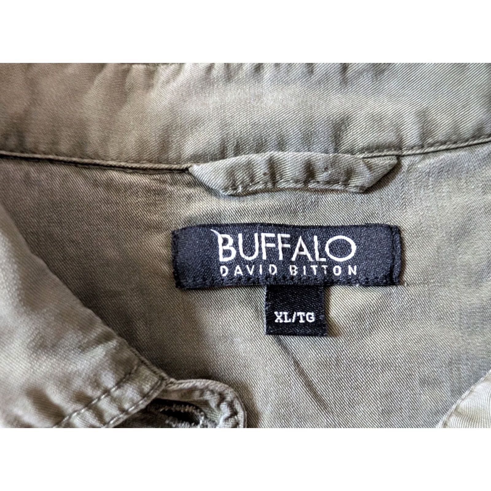 Buffalo David Bitton Buffalo David Bitton Button-Up Shirt Mens XL Lyocell Green Military Pockets Canvas Slim Casual Size US XL / EU 56 / 4 - 2 Thumbnail