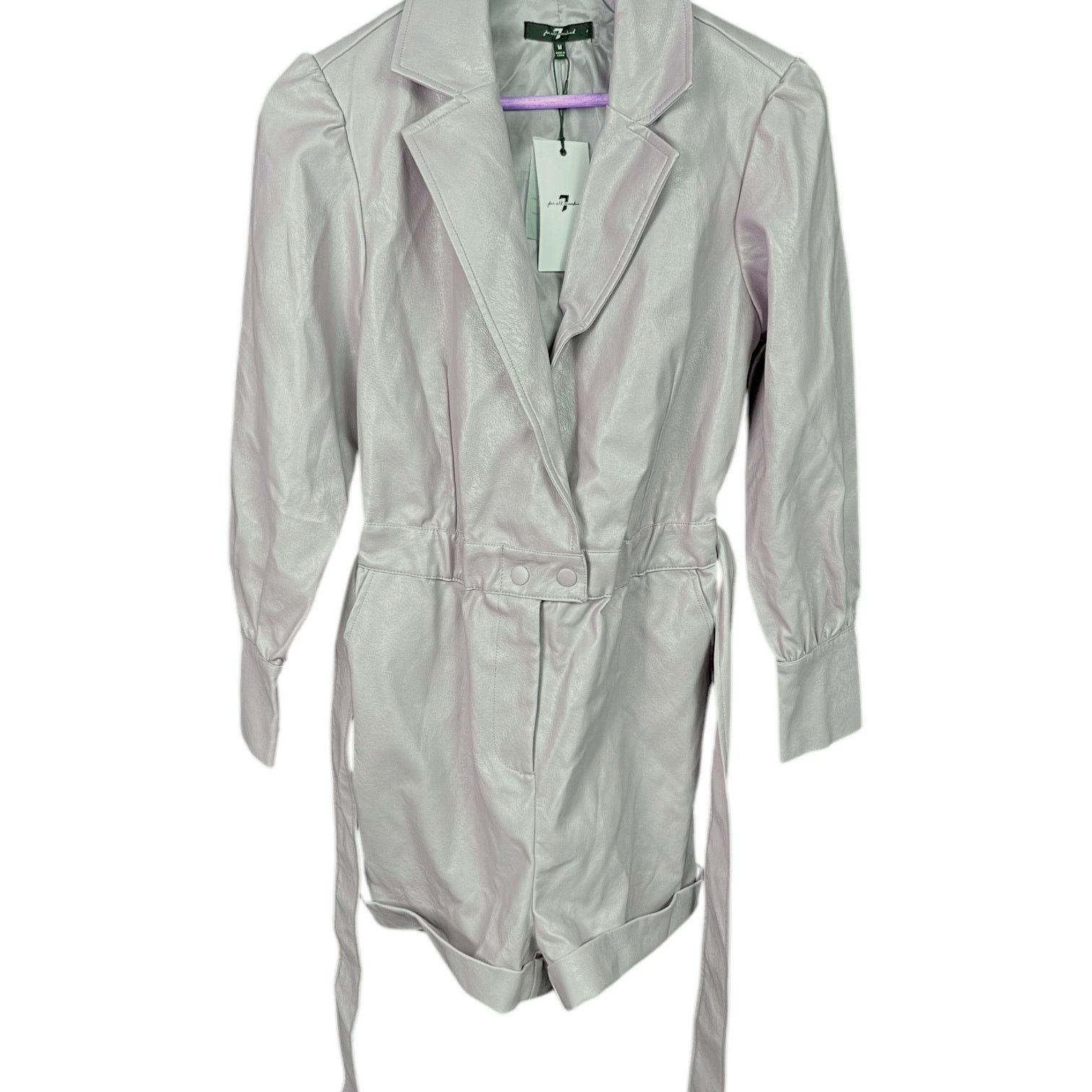 7 For All Mankind NWT 7 For All Mankind Sage Green Belted Faux Leather Romper Size 30" / US 8 / IT 44 - 4 Thumbnail