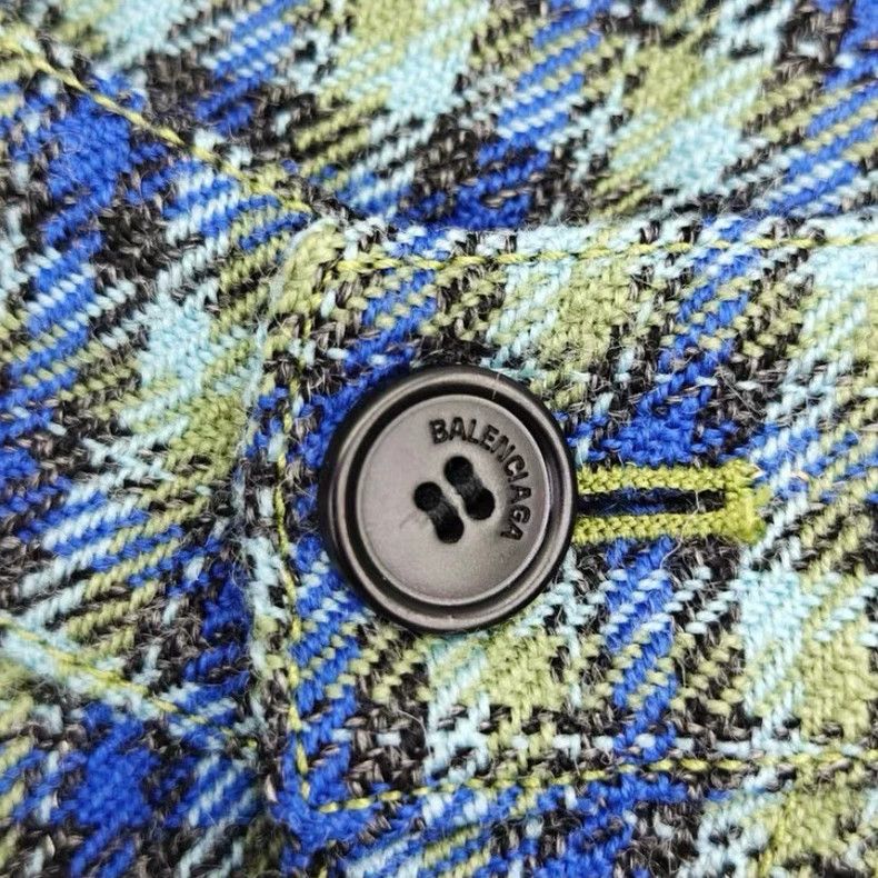 Balenciaga Balenciaga Blue and green plaid overskirt Size 24" / US 00 / IT 34 - 4 Thumbnail