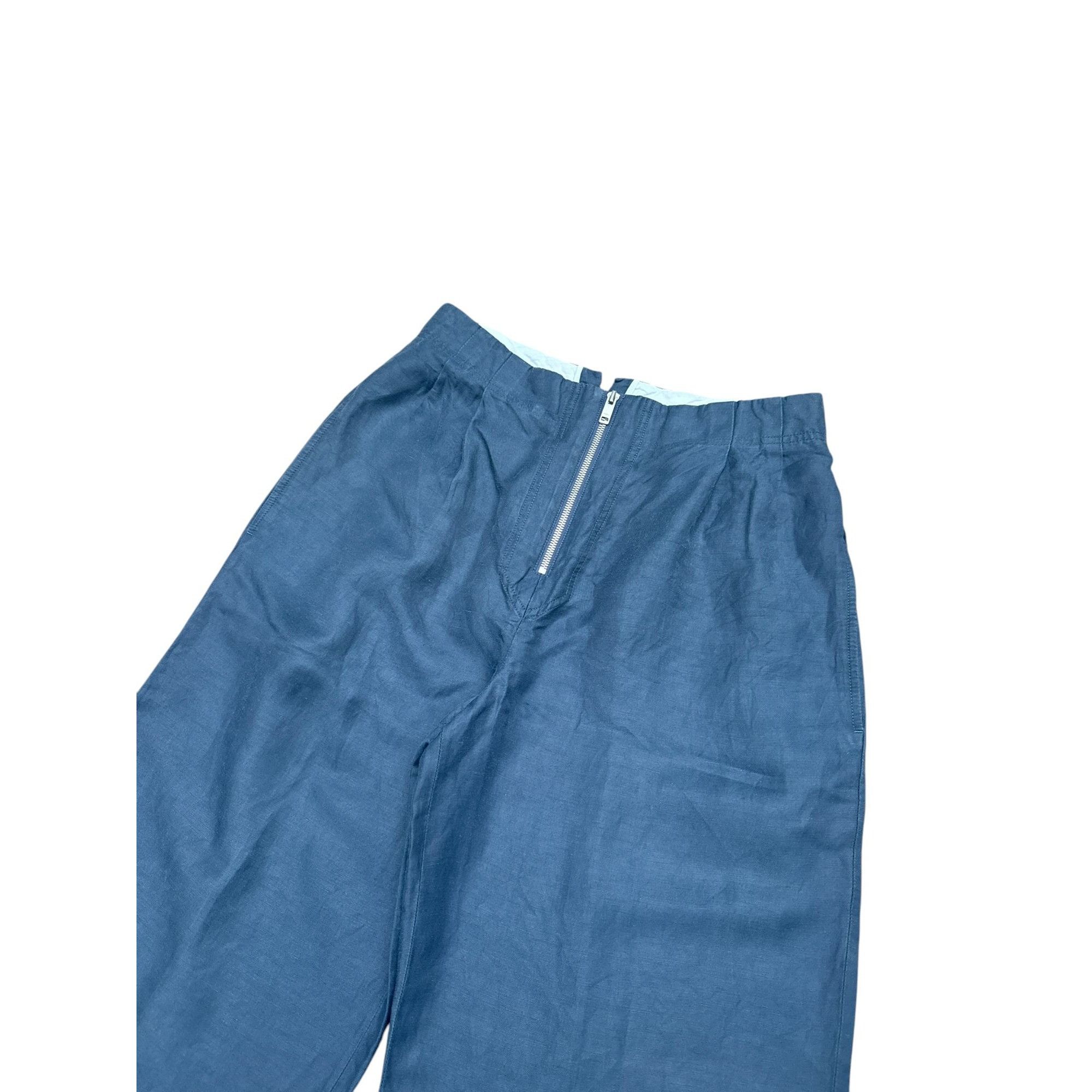 Celine Phoebe Philo Navy Linen Wide-Leg Pants Size 28" / US 6 / IT 42 - 2 Thumbnail