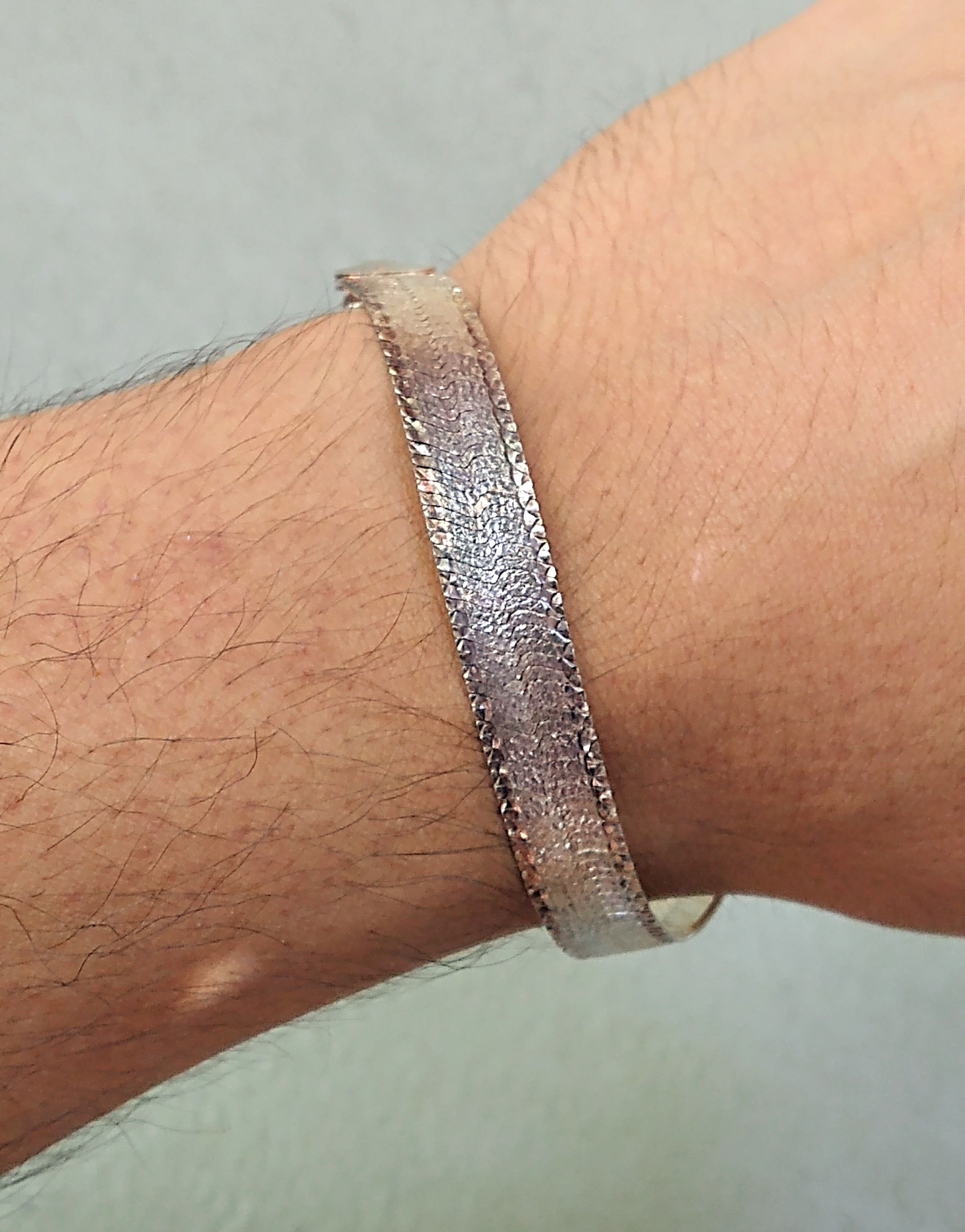 Vintage Sterling Silver Bracelet Herringbone Snake Chain