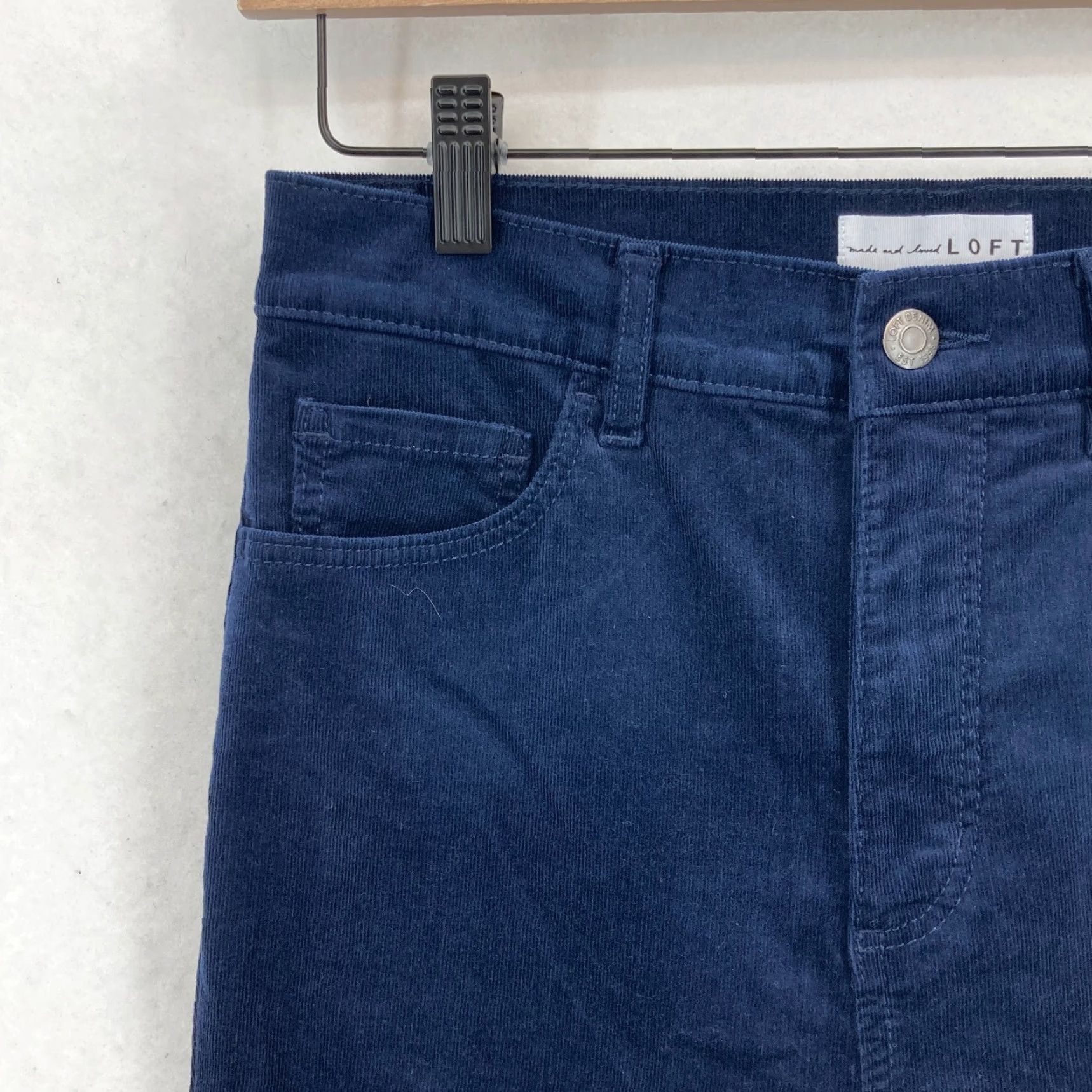 Ann Taylor Ann Taylor LOFT Corduroy Pants Women's 26 Skinny Blue High Rise Stretch Fabric Casual Chino Pants Womens Size 28" / US 6 / IT 42 - 3 Thumbnail