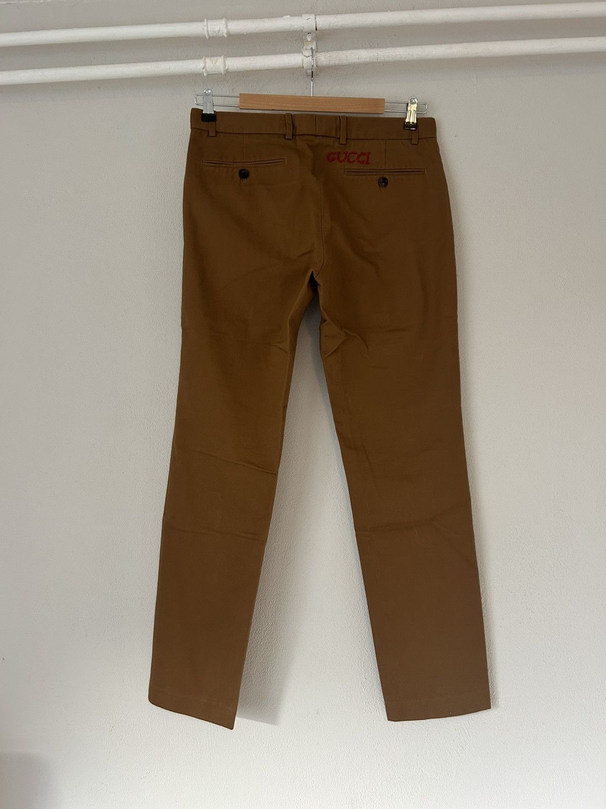 Gucci Gucci Slim-Fit Cotton Chinos with Embroidered Logo Size US 30 / EU 46 - 1 Thumbnail