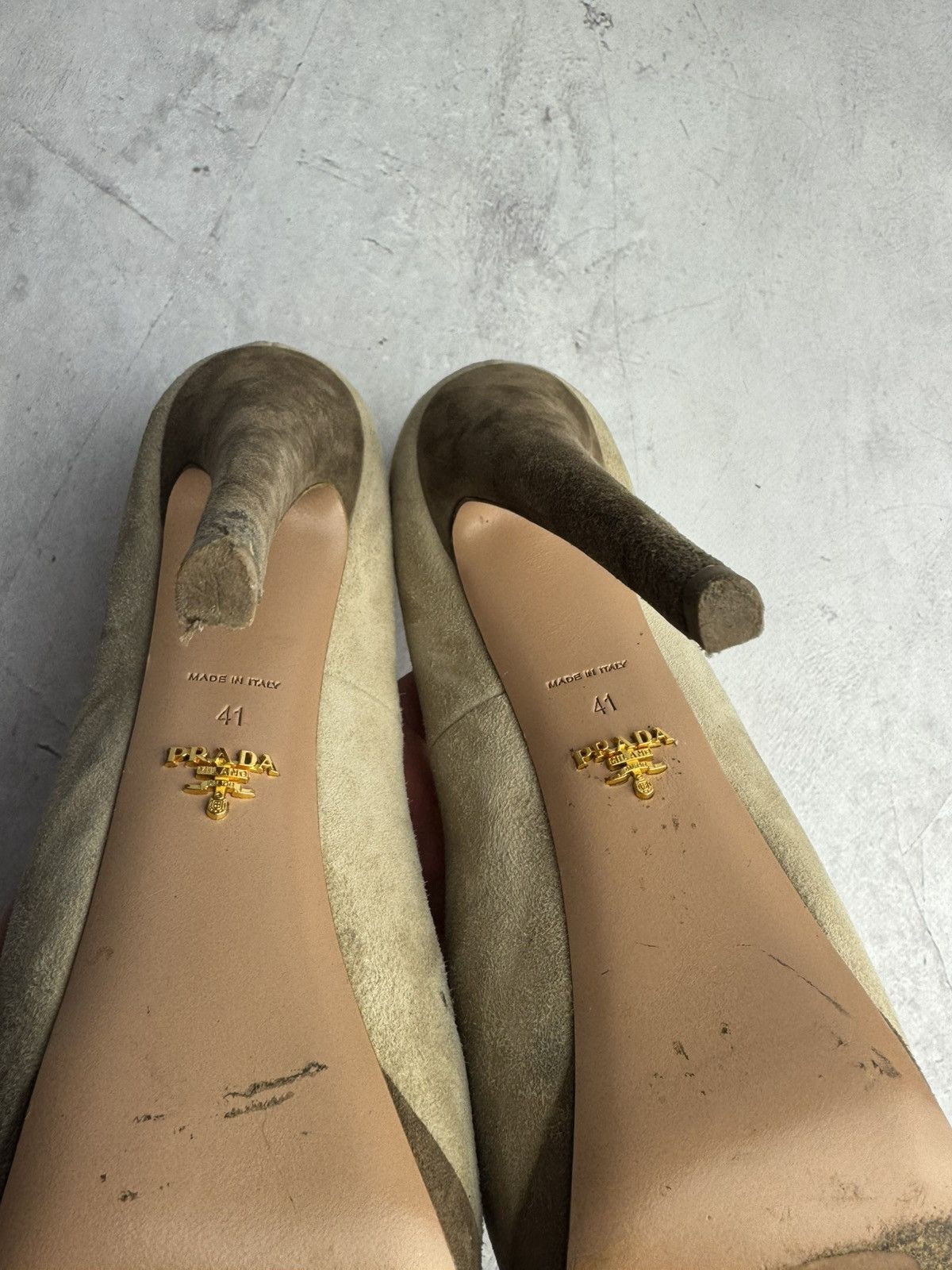 Prada × Vintage Prada Heels Milano Suede Leather Beige Pumps Women’s Size US 11 / IT 41 - 9 Thumbnail