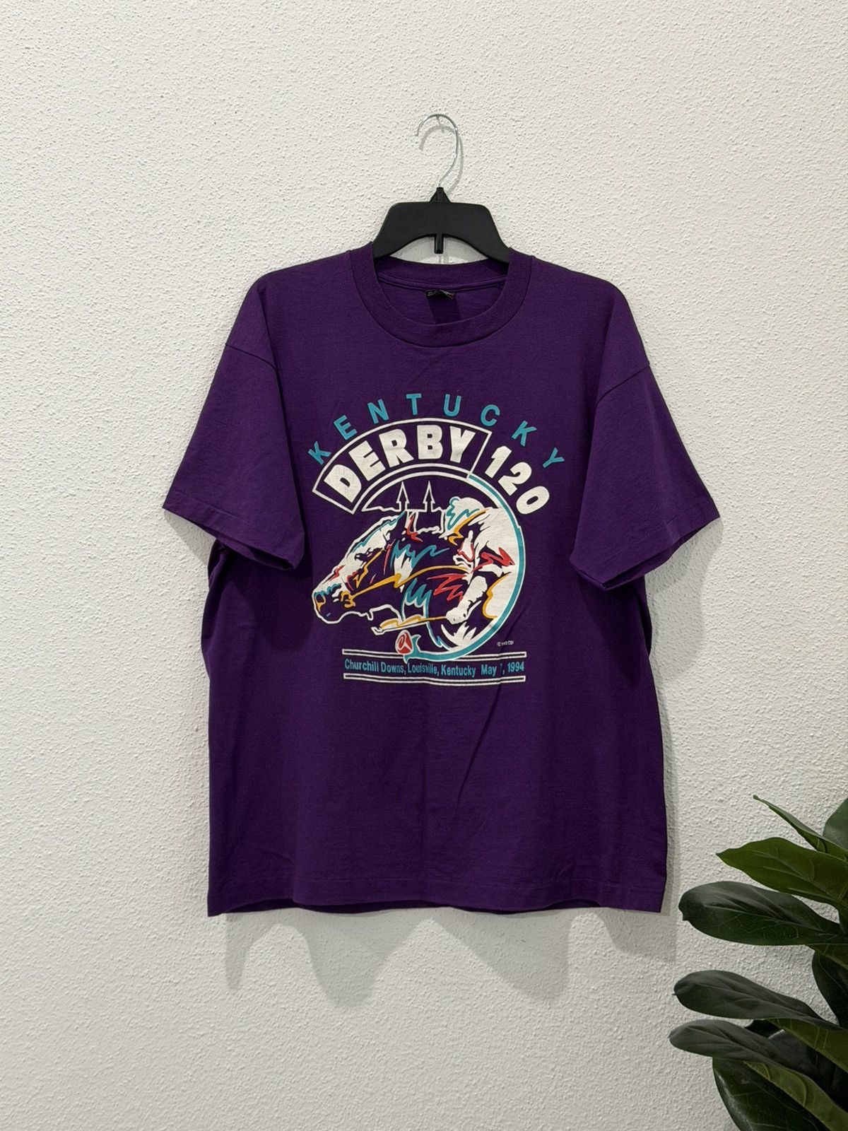Fruit Of The Loom Vintage 90s Kentucky Derby 120 Graphic Tee 1993 XL Made USA Size US XL / EU 56 / 4 - 1 Thumbnail