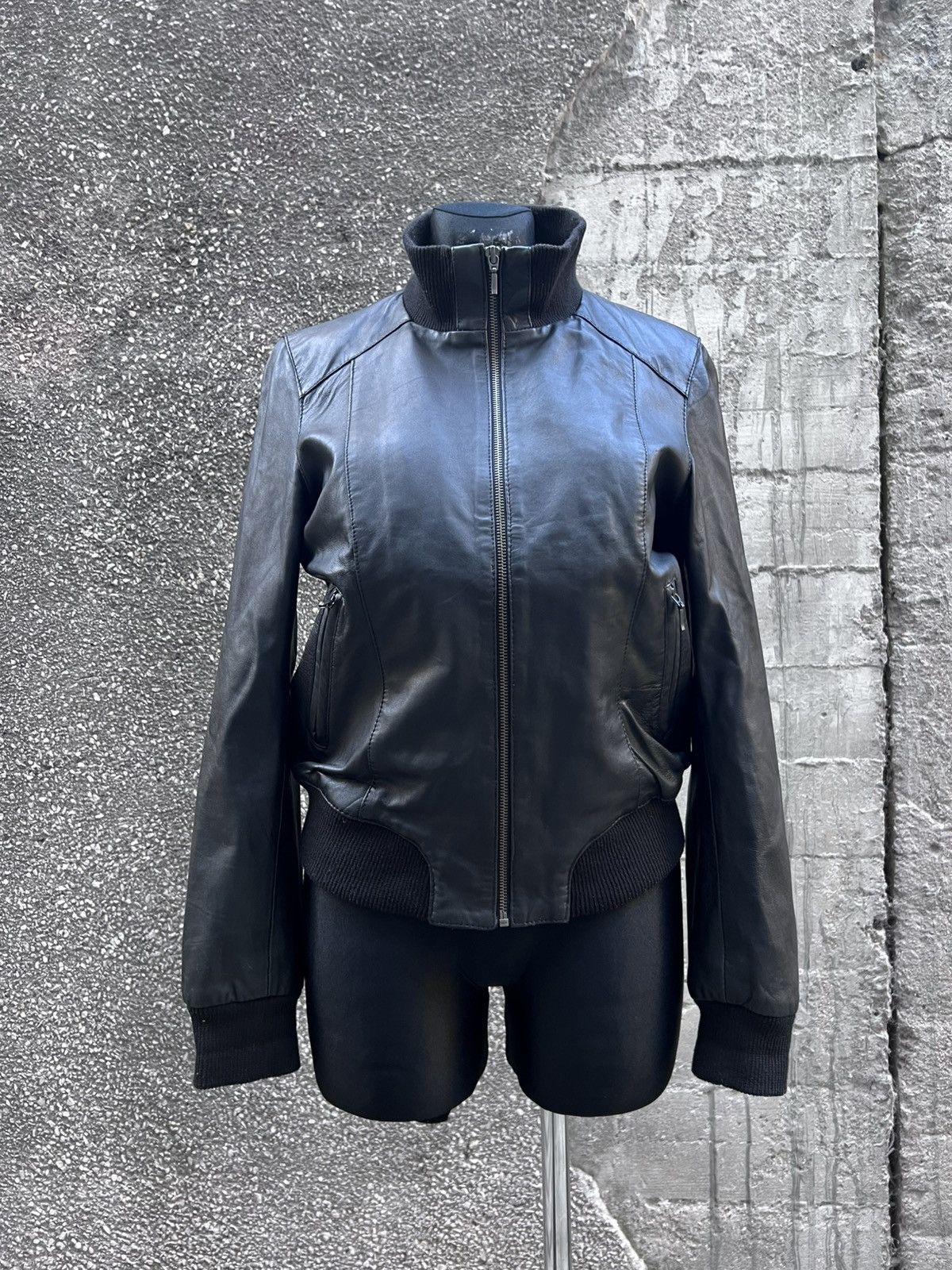 Rick Owens Rick Owens - Geo High Neck Leather Biker Jacket w