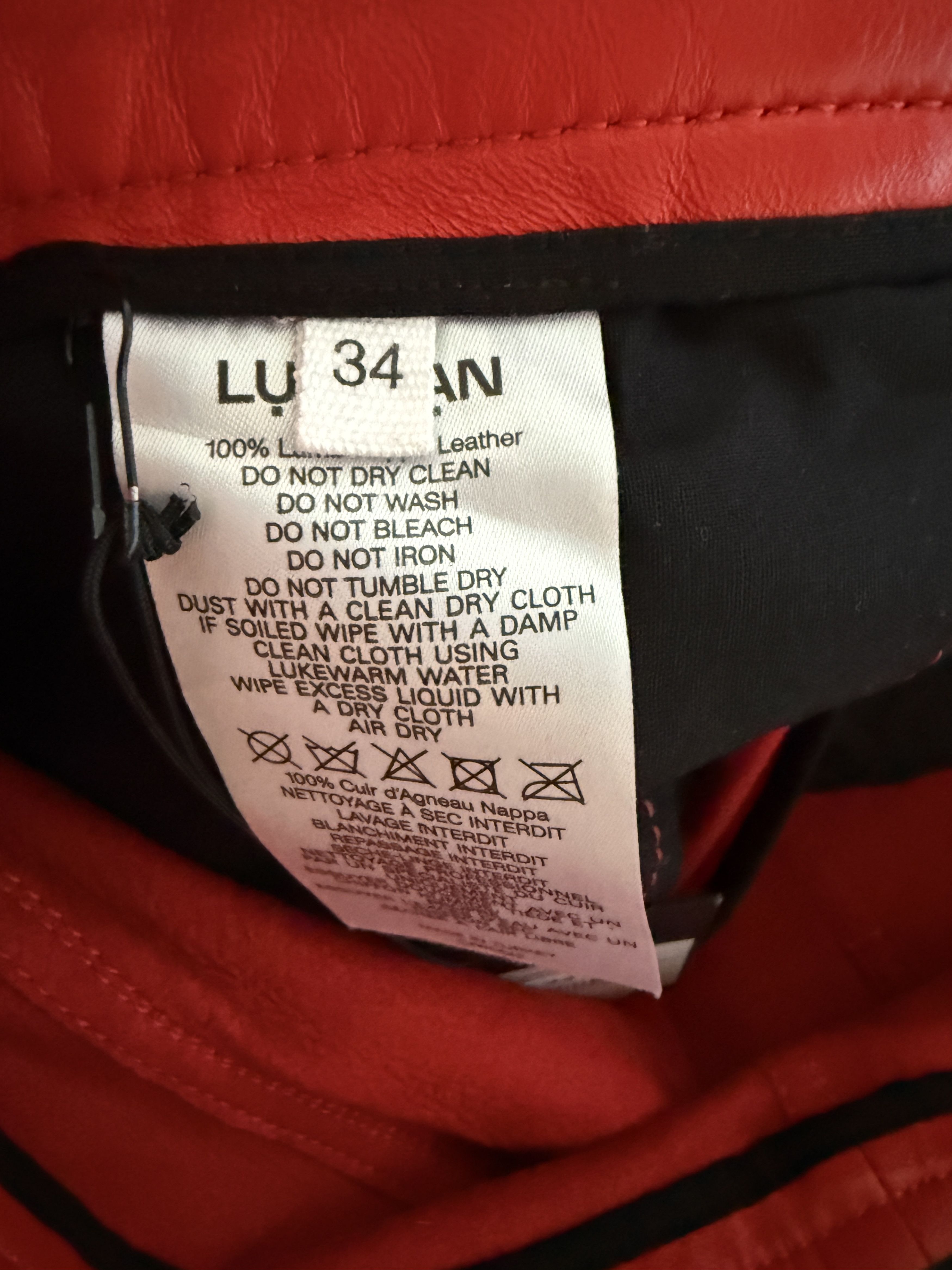 LUU DAN Red Lamb Leather Pants Size US 34 / EU 50 - 3 Thumbnail