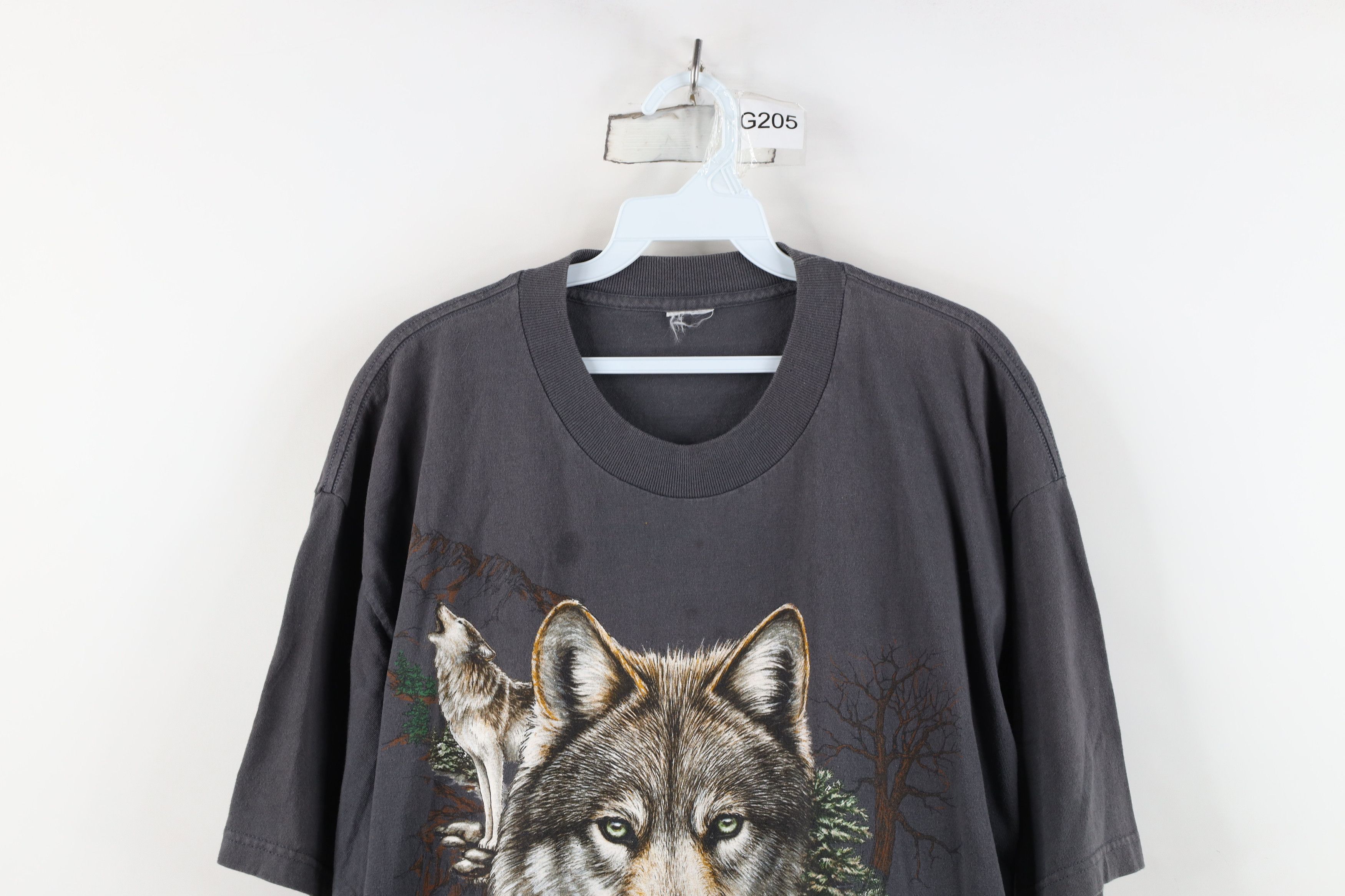 Vintage Vintage 90s Streetwear Nature Wolf Mountains T-Shirt Gray Size US XL / EU 56 / 4 - 2 Thumbnail