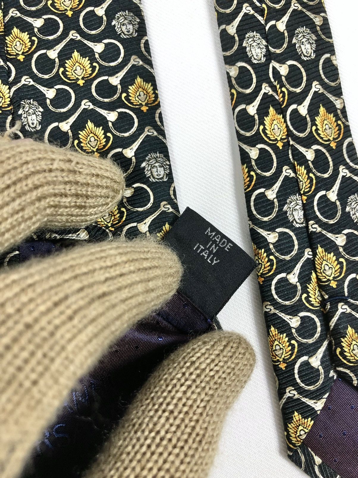 Versace Vtg Gianni Versace Medusa Monogram Silk Tie Made in Italy Size ONE SIZE - 9 Thumbnail