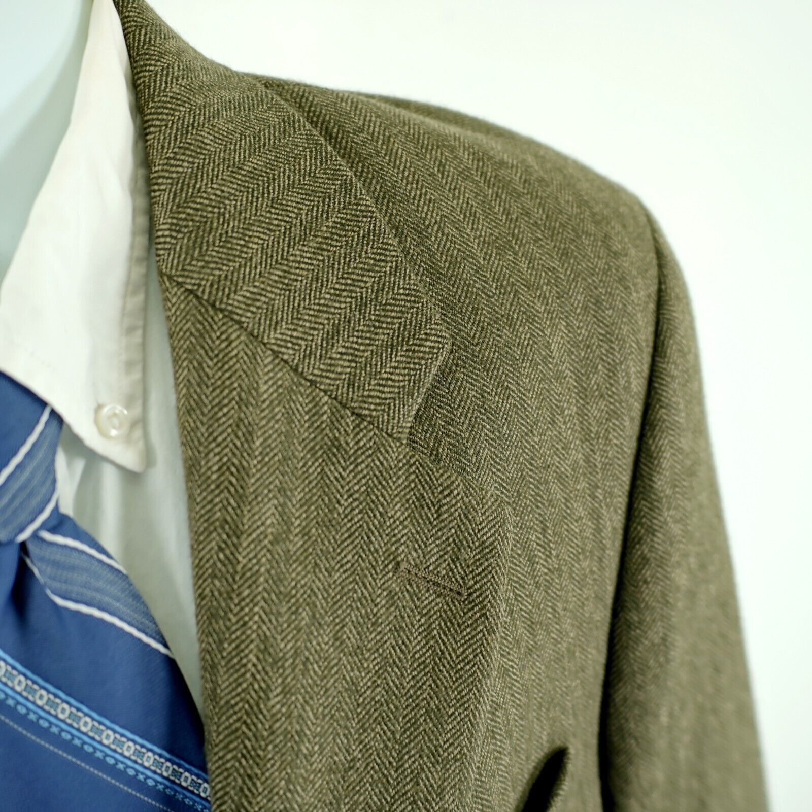 Chaps Chaps Ralph Lauren Green Herringbone 2 Button Sport Coat 40R Size 40R - 2 Thumbnail