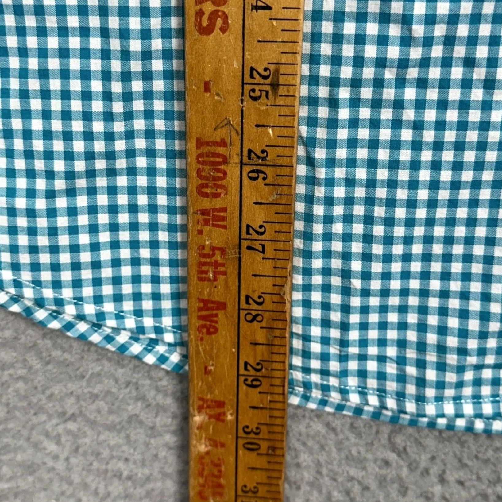 johnnie-O Johnnie-O Shirt Mens M Teal White Button-Down Gingham Check Long Sleeve EUC Size US M / EU 48-50 / 2 - 7 Thumbnail