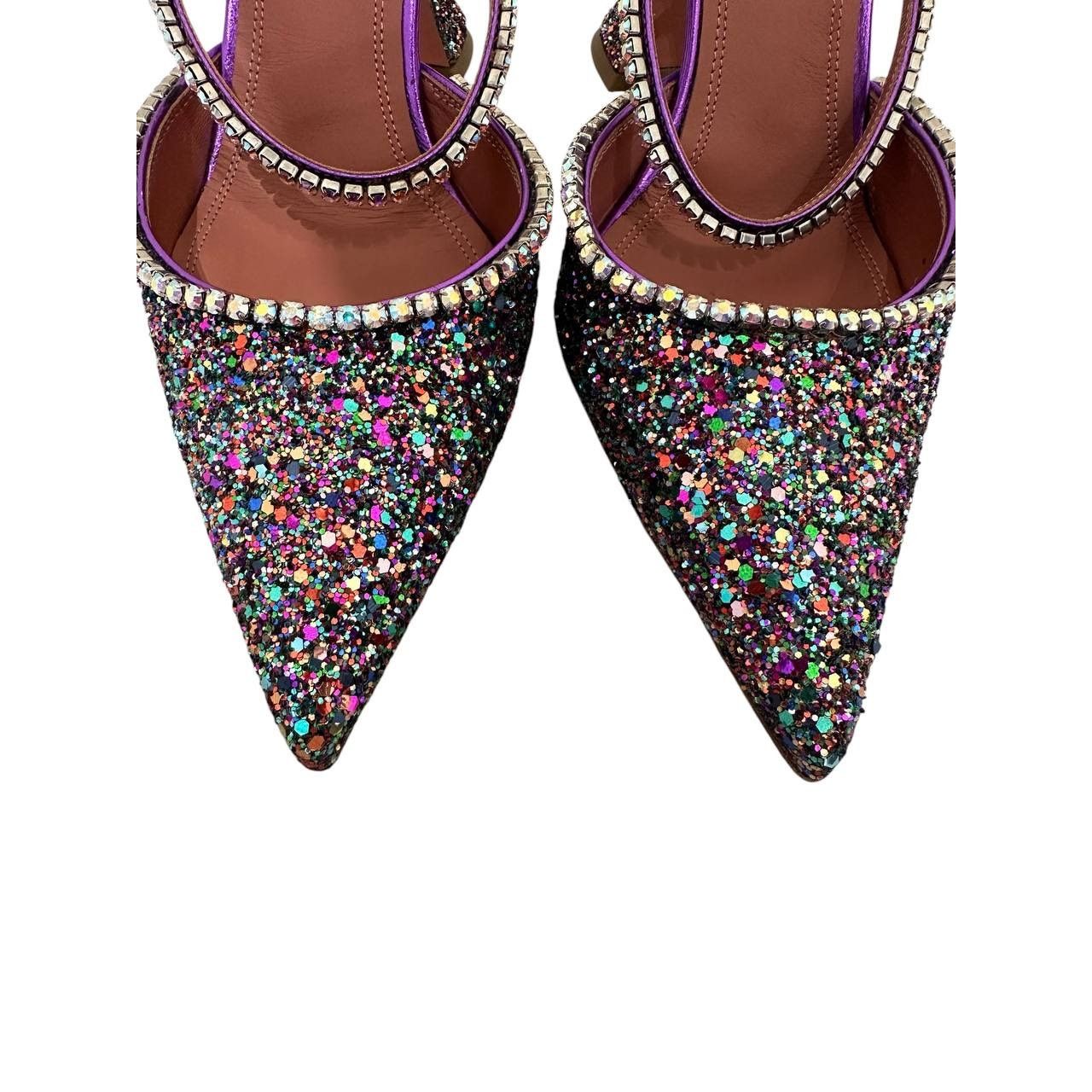 Amina Muaddi Amina Muaddi Gilda Multicolor Glitter Leather Mules Sz 39.5 Size US 9.5 / IT 39.5 - 5 Thumbnail