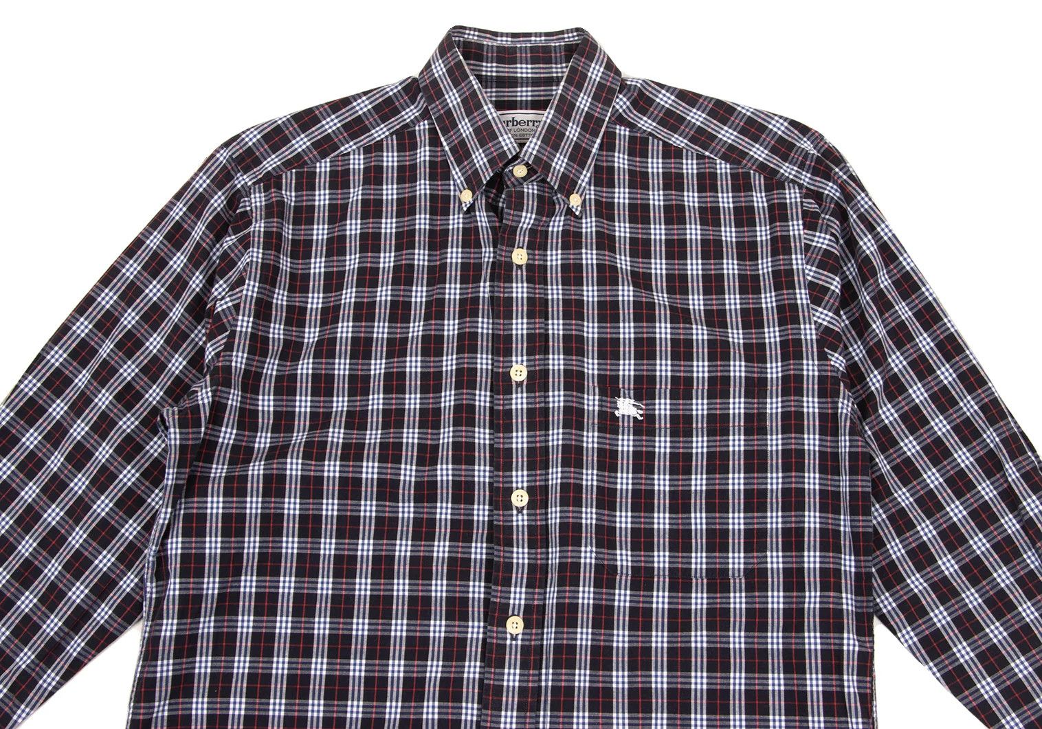 Burberry Point Embroidered Check Button-Down Shirt in Navy Size US S / EU 44-46 / 1 - 2 Thumbnail