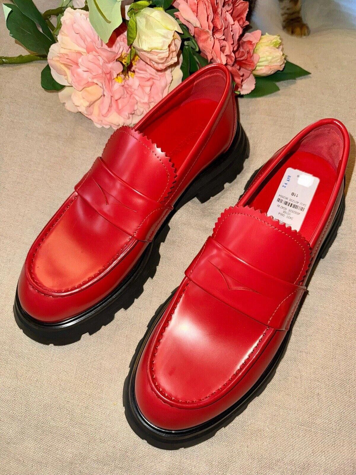 Alexander McQueen Wander Red Leather Platform Loafer US 11