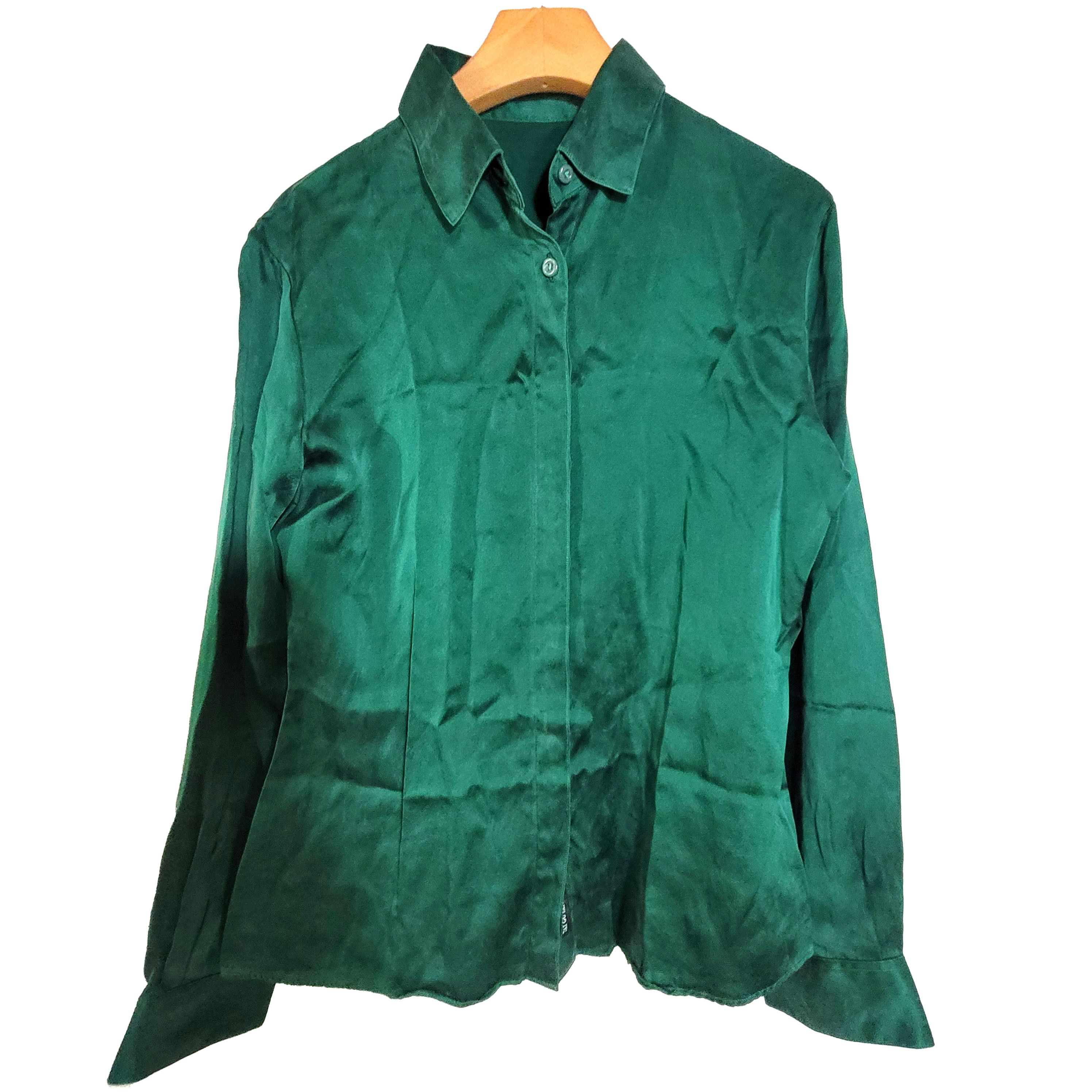 Other Women's Size S M Satin 100% Silk Long Sleeve Shirt SBK148 Size S / US 4 / IT 40 - 1 Thumbnail