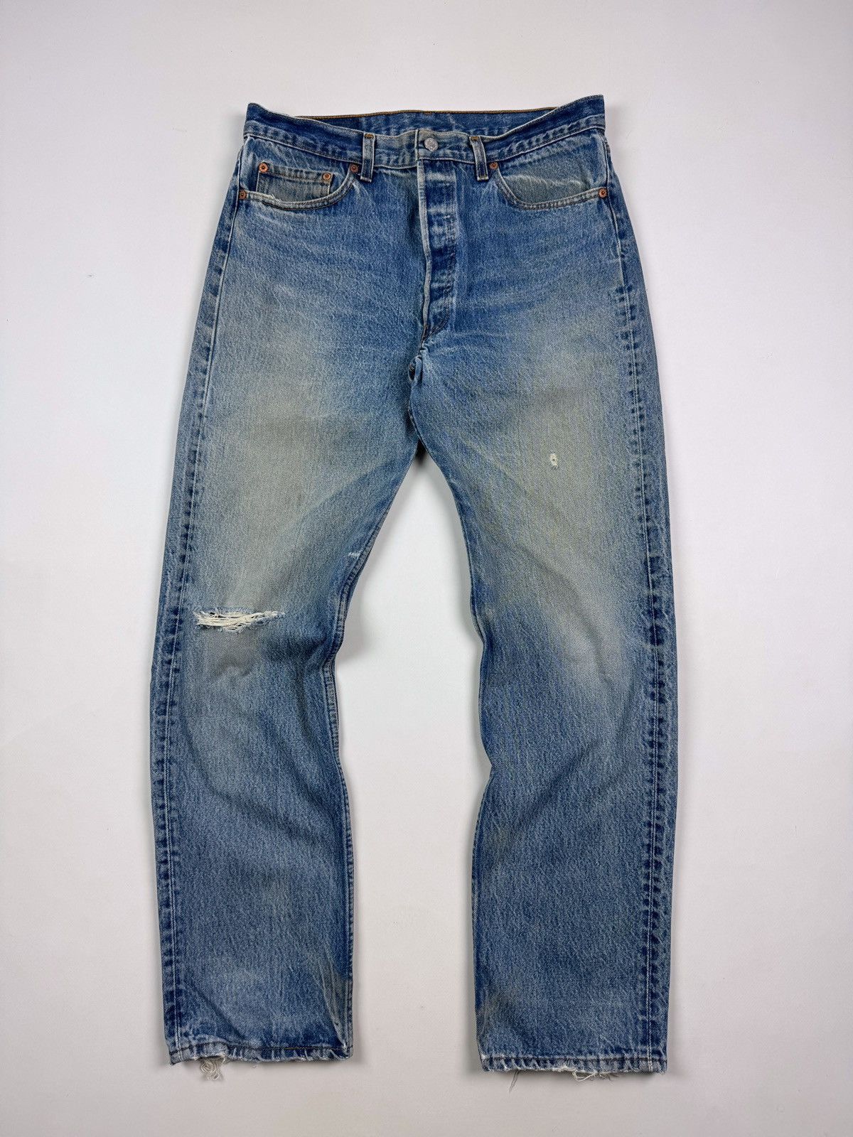 Levi's 90’s Vintage Distressed Levi’s 501 Washed Denim USA Jeans Size US 36 / EU 52 - 3 Thumbnail
