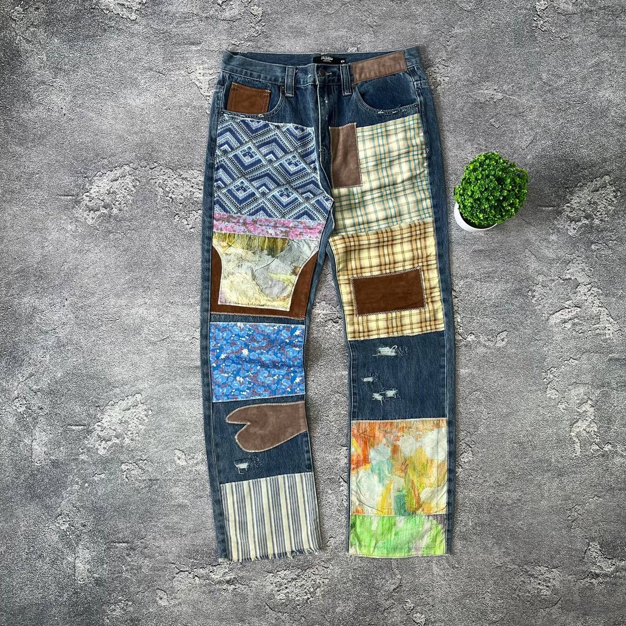 Japanese Brand Jeans Dirty Pants Faded Crash Denim Thrashed Y2K Distressed Size US 34 / EU 50 - 1 Thumbnail
