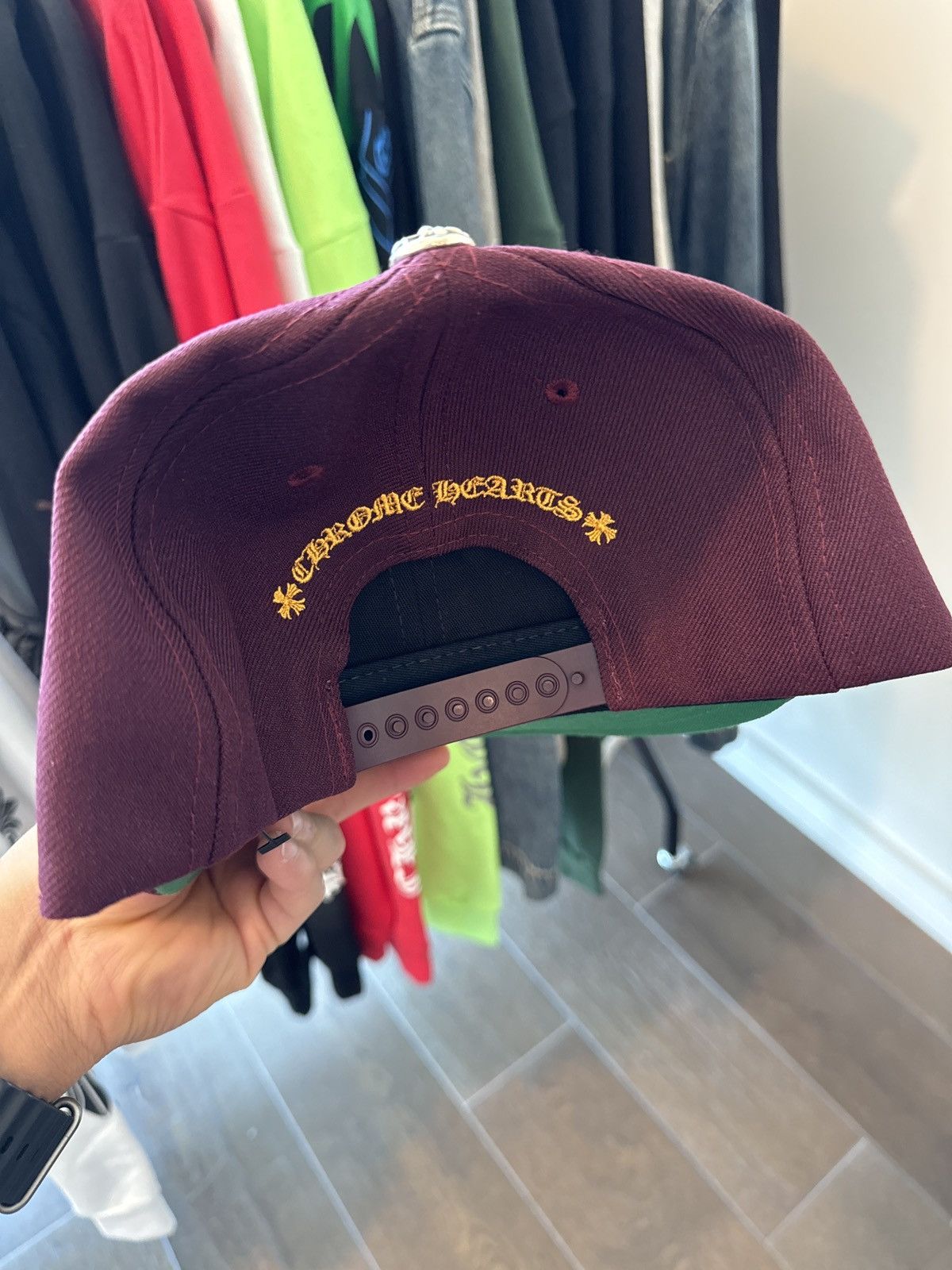 Chrome Hearts Chrome Hearts CH Maroon/ Gold Hat Size ONE SIZE - 2 Thumbnail