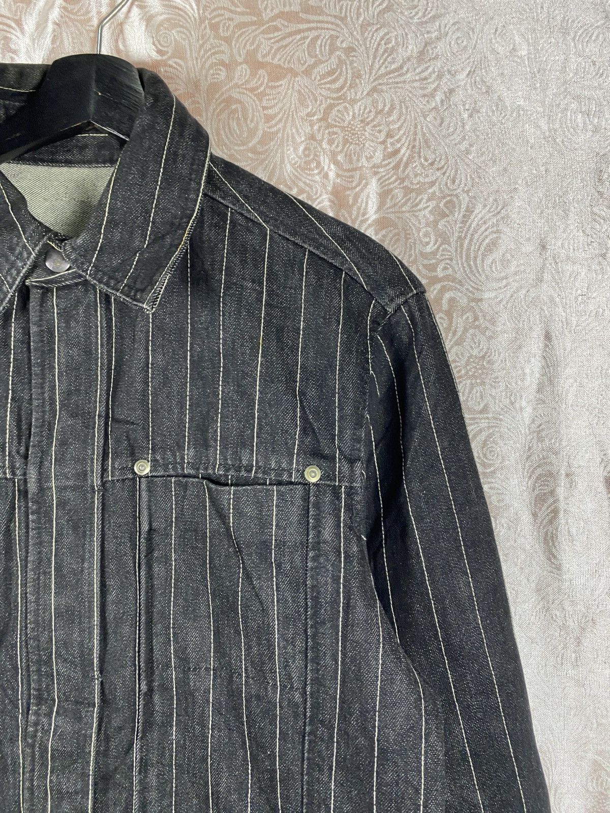 ADAM ET ROPE ADAM ET ROPÉ Black Pinstripe Denim Jacket Vintage Workwear Size US S / EU 44-46 / 1 - 8 Thumbnail