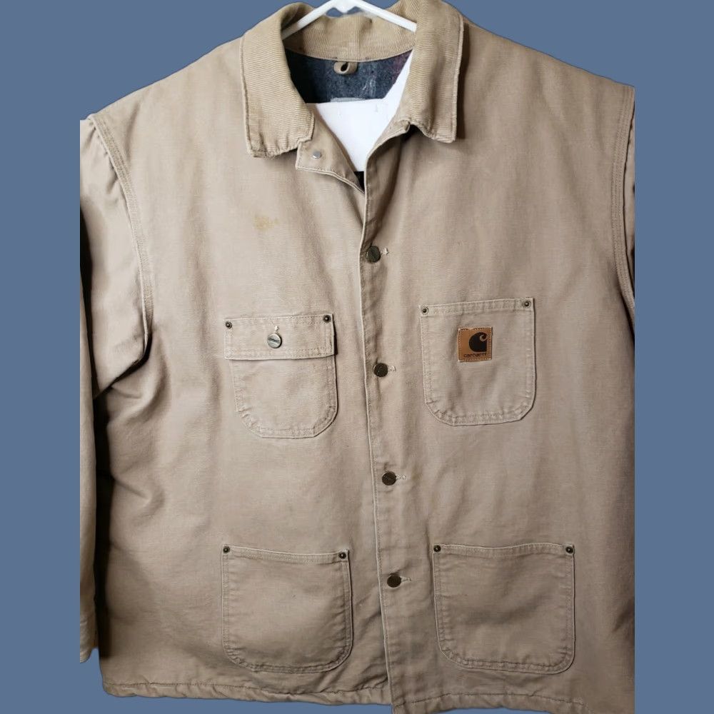 Carhartt VINTAGE Carhartt Men's 2XL Regular Blanket Lined Canvas Jacket Coat C02 SDL Sandstone Workwear Chore Barn Coat Mens Size US XXL / EU 58 / 5 - 1 Thumbnail