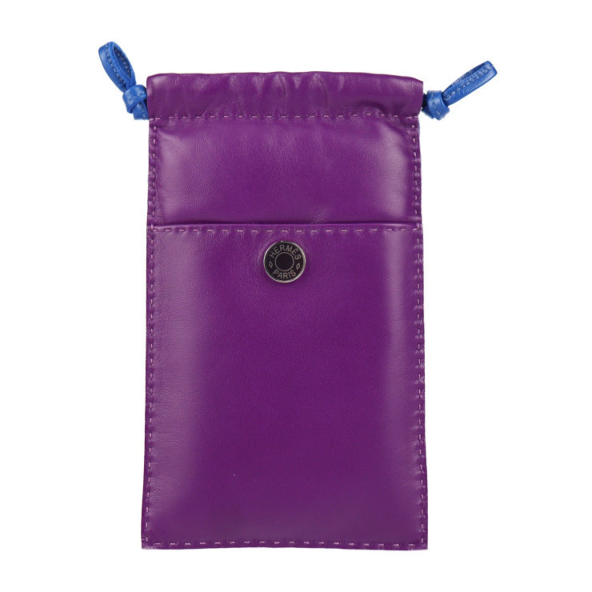 image of Hermes Pillow Phone Case Pouch Anneau Milo Swift Purple Blue Silver Hardware Crude Cell Mobile Smar