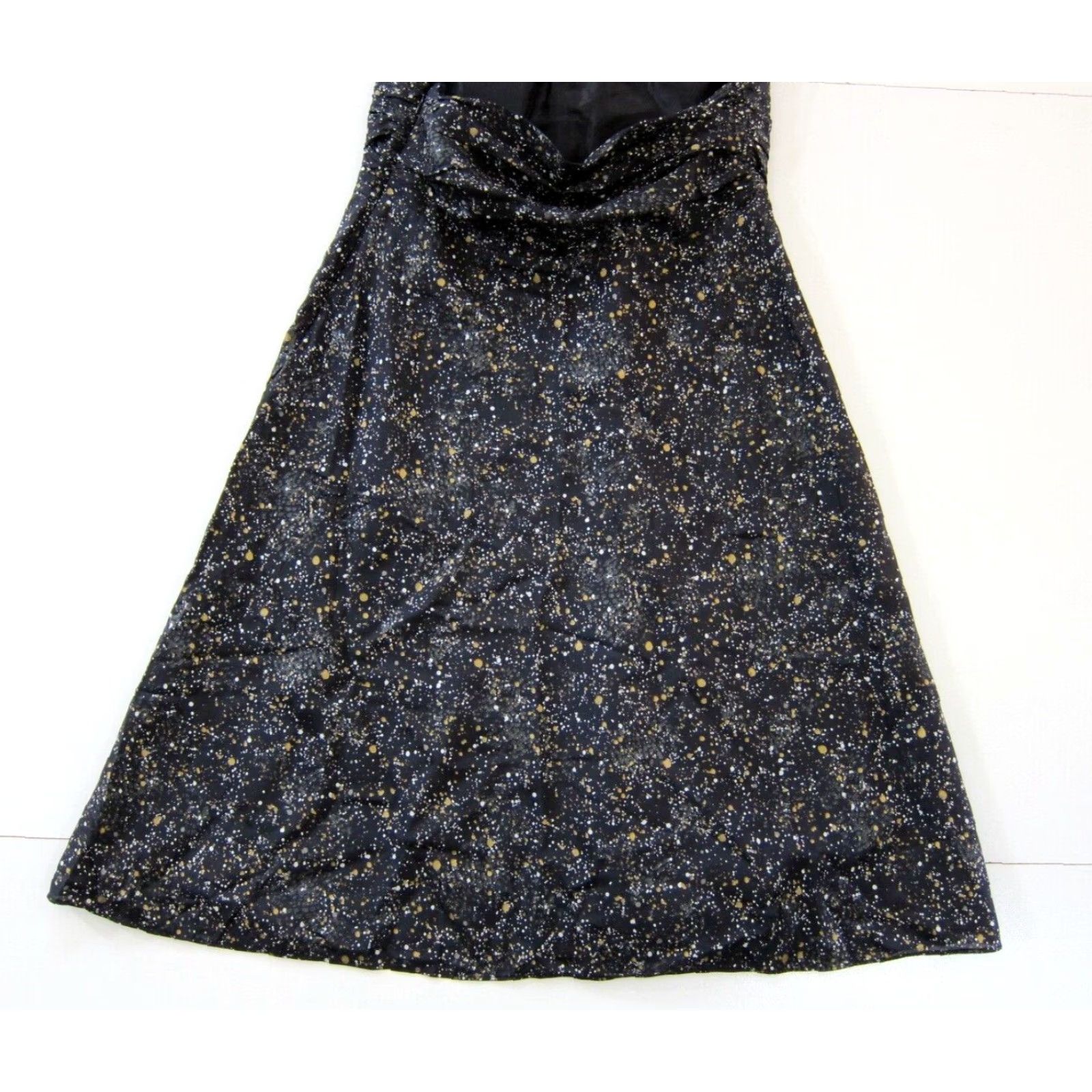 Express VINTAGE Express 100% Silk Black Gold White Speckled Empire Halter Sun Dress Women 6 Size M / US 6-8 / IT 42-44 - 5 Thumbnail