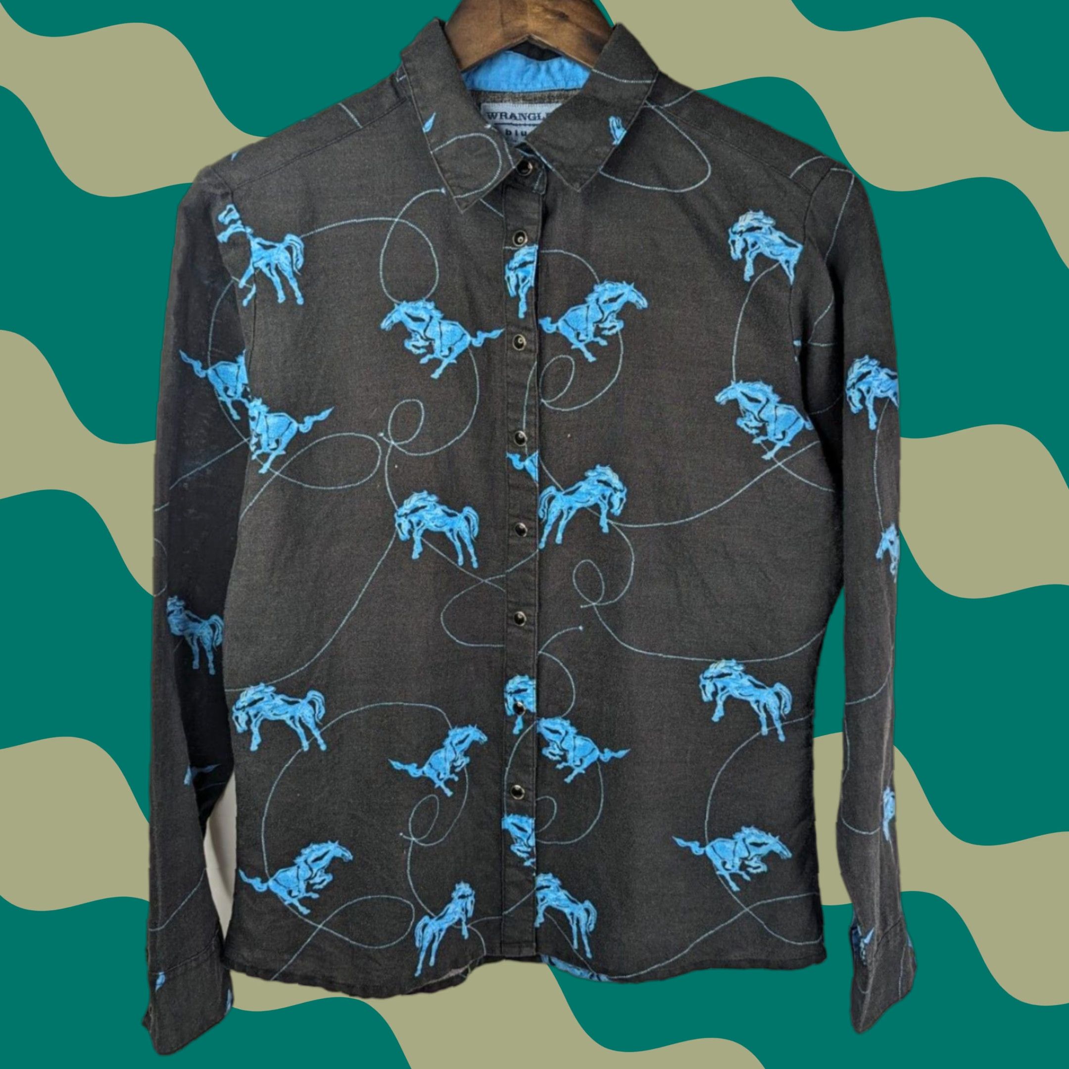 Wrangler VINTAGE Wrangler Blues Shirt Western Pearl Snap Bronco Riding Horse Rodeo Size Small Size US S / EU 44-46 / 1 - 1 Thumbnail