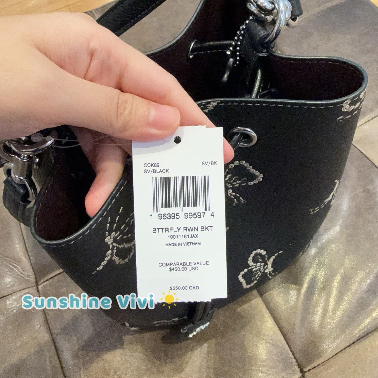 Coach NWT Coach Rowan Bucket Bag Butterfly CCK89 Silver black Size ONE SIZE - 4 Thumbnail